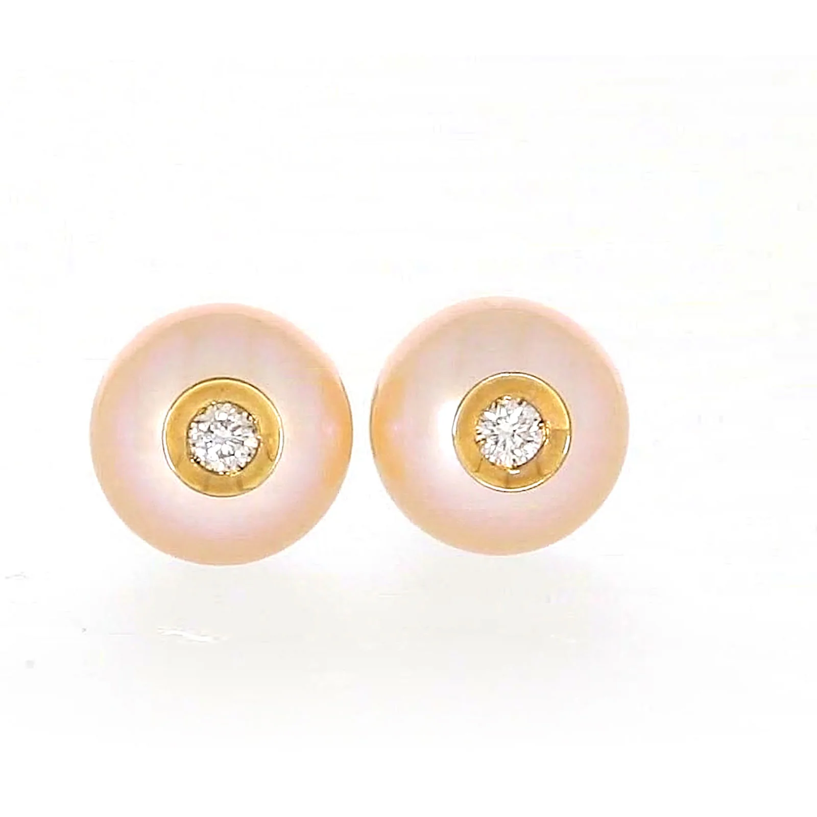 14ct Yellow Gold Freshwater Pearl & Diamond Set Stud Earrings - Image 73