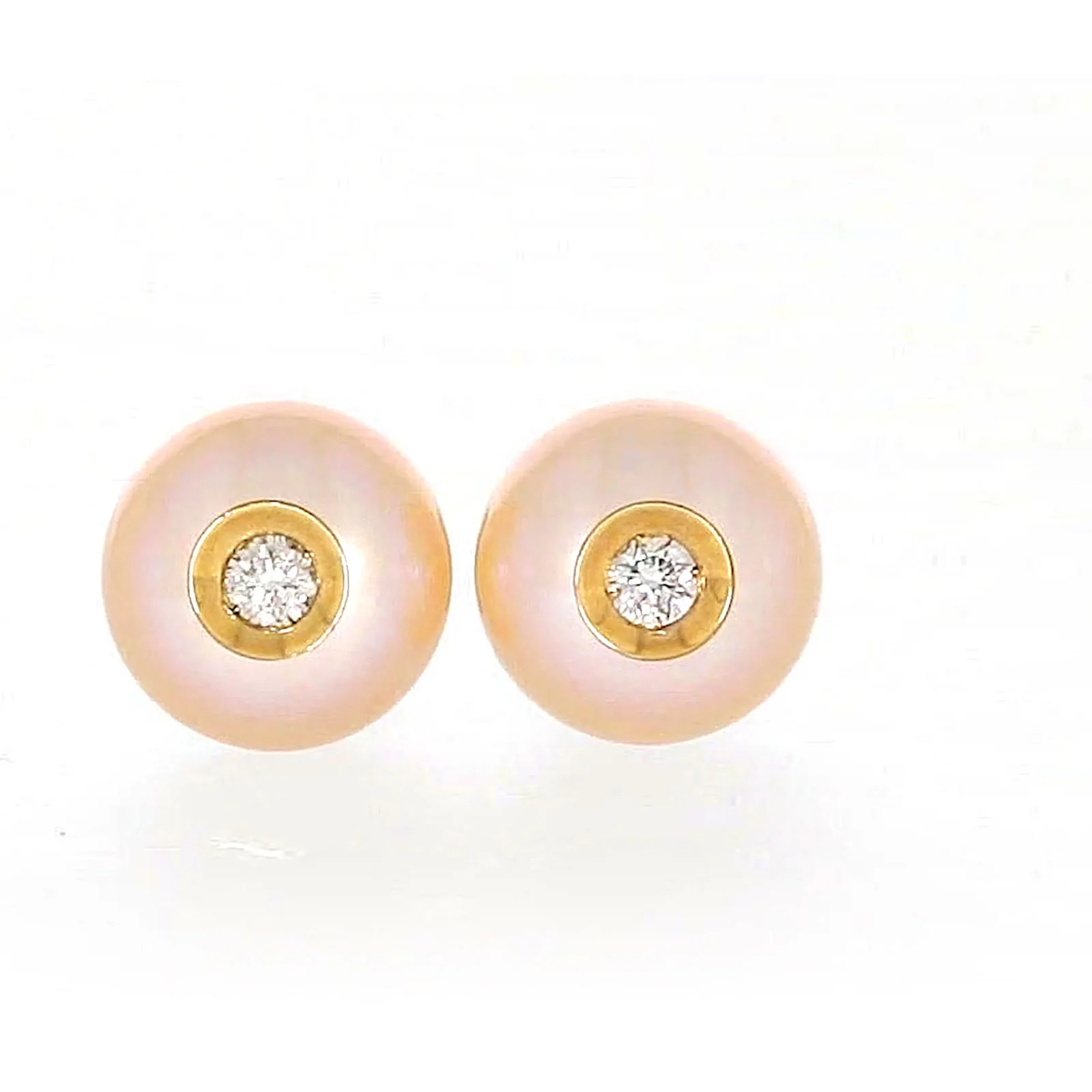 14ct Yellow Gold Freshwater Pearl & Diamond Set Stud Earrings - Image 74