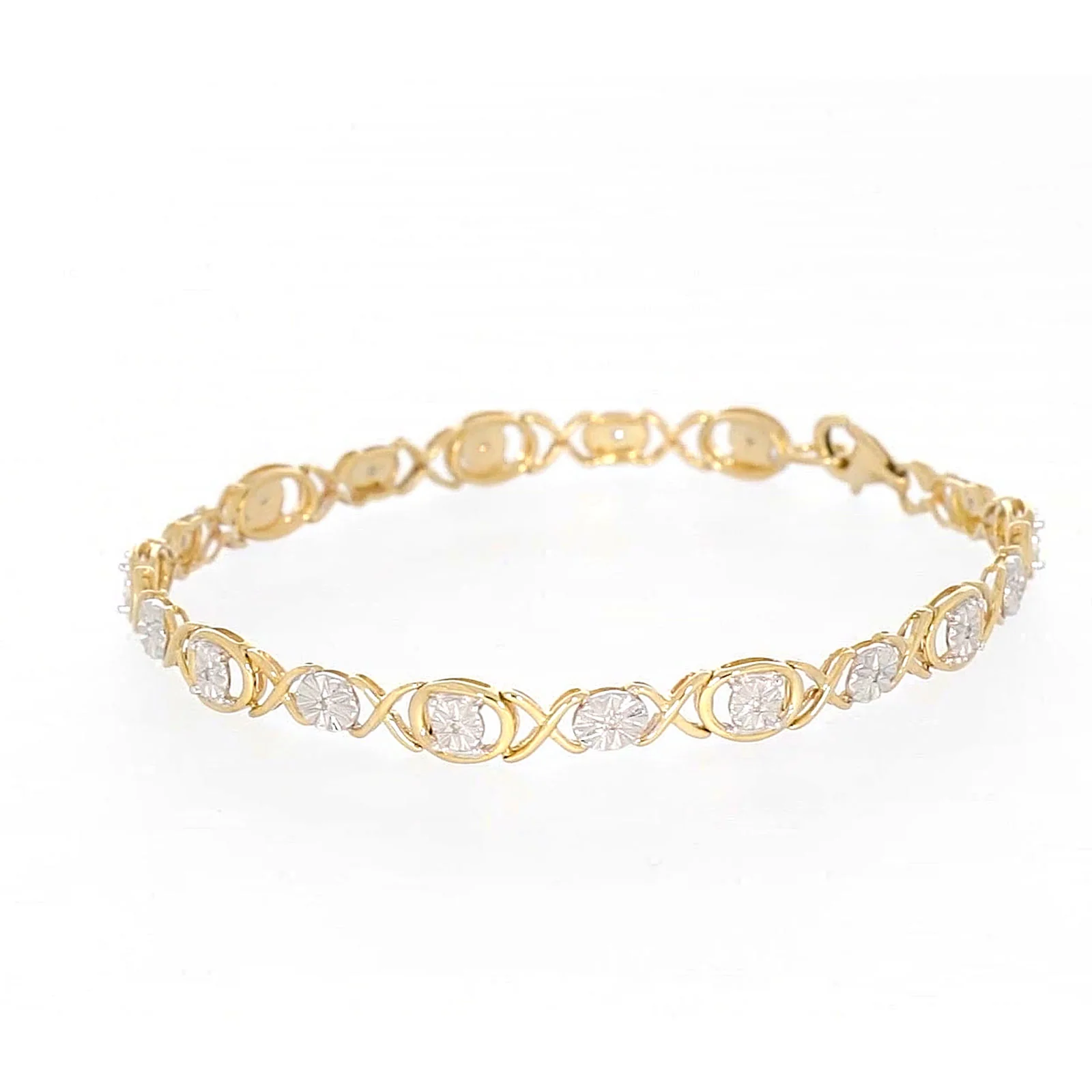 9ct Yellow Gold & Diamond Set Bracelet - Image 10