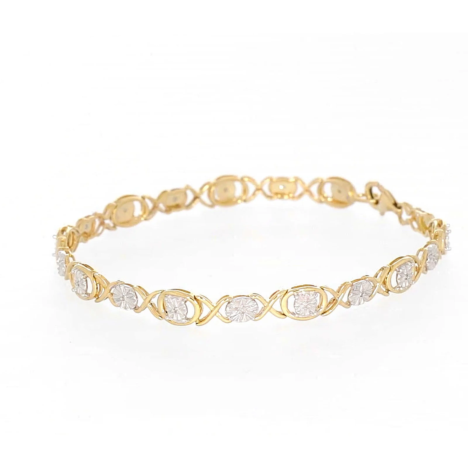 9ct Yellow Gold & Diamond Set Bracelet - Image 11
