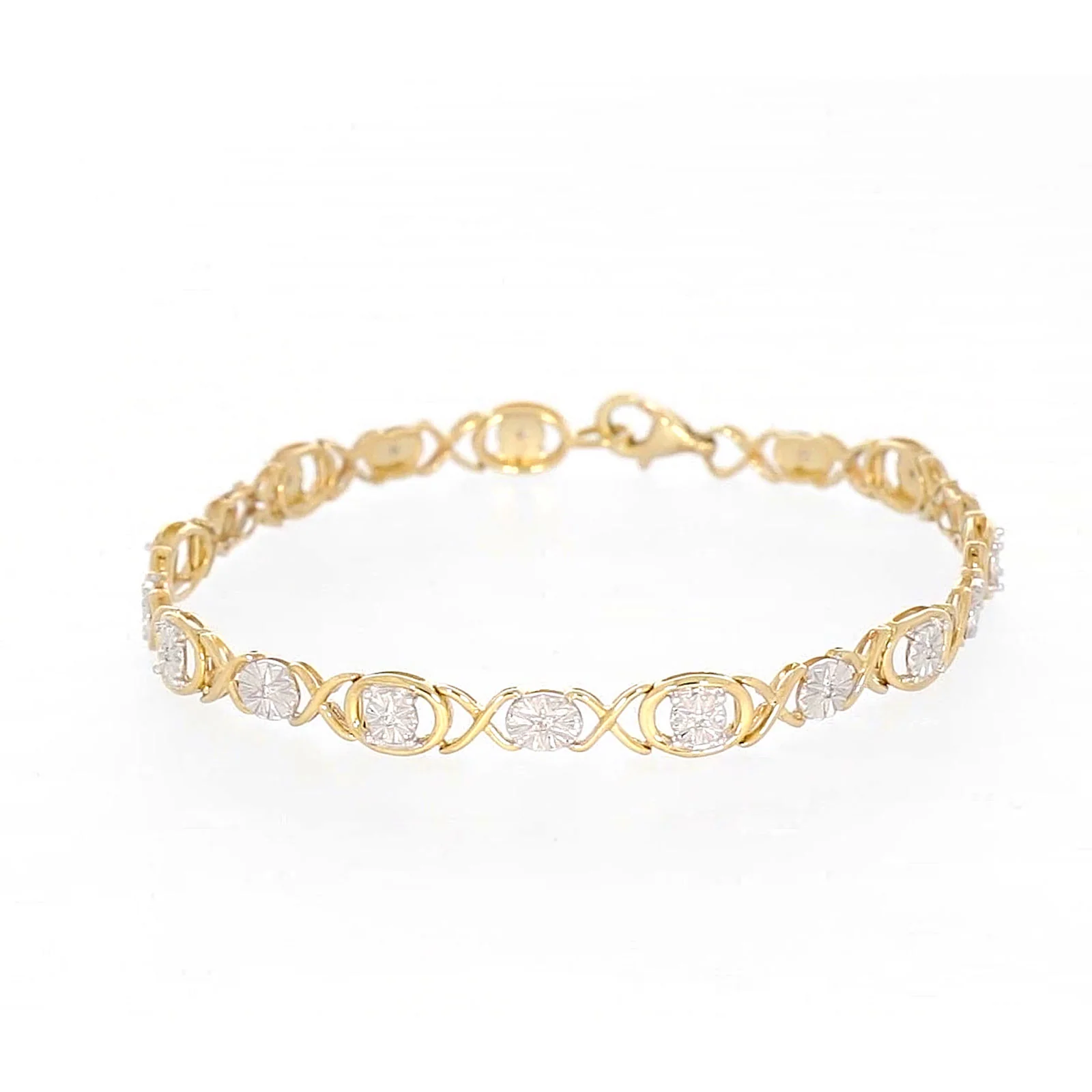 9ct Yellow Gold & Diamond Set Bracelet - Image 4
