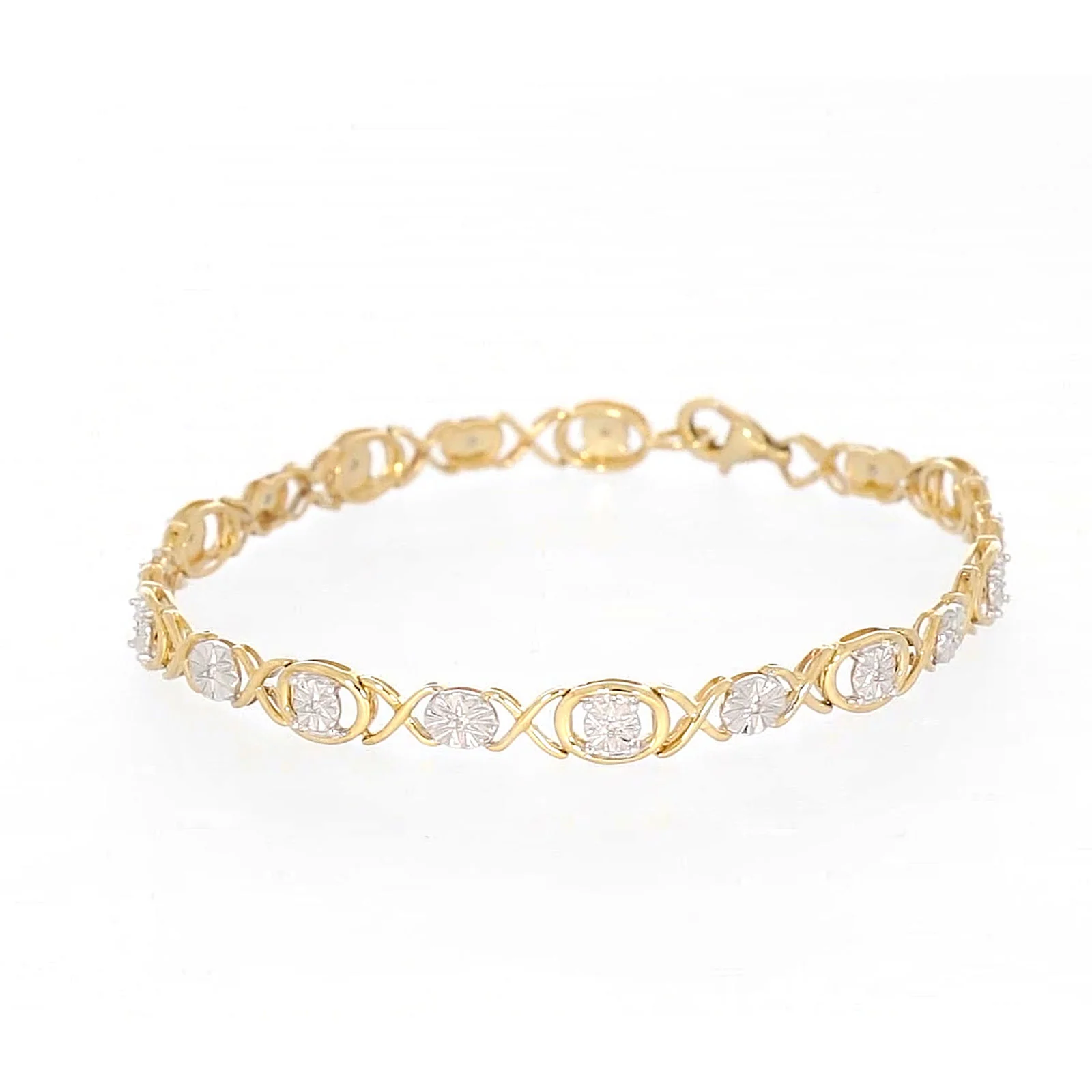 9ct Yellow Gold & Diamond Set Bracelet - Image 6