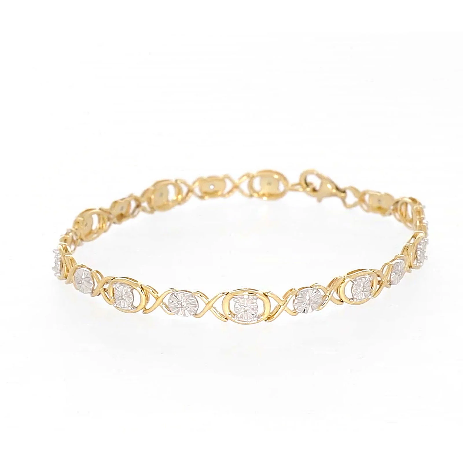9ct Yellow Gold & Diamond Set Bracelet - Image 7