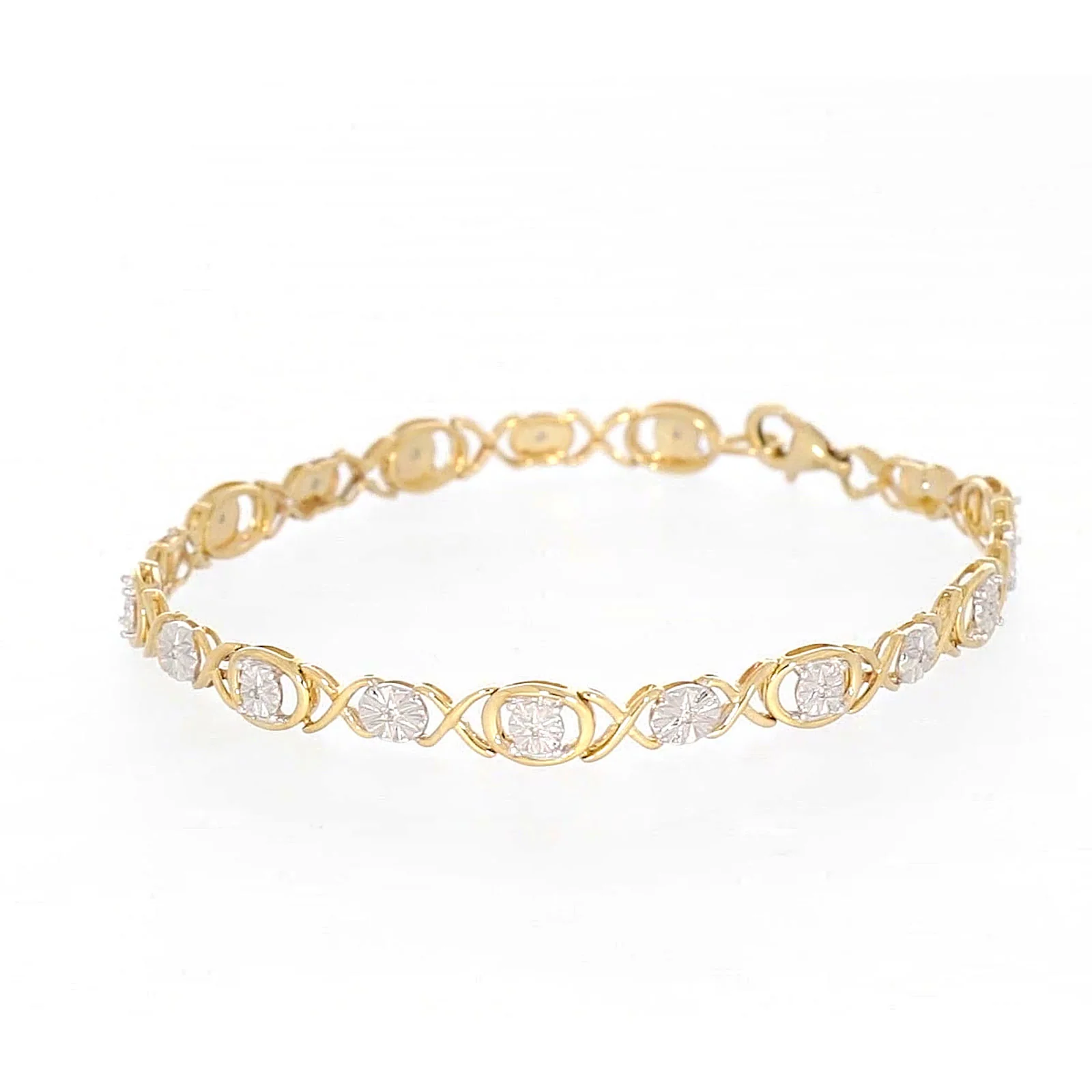 9ct Yellow Gold & Diamond Set Bracelet - Image 8
