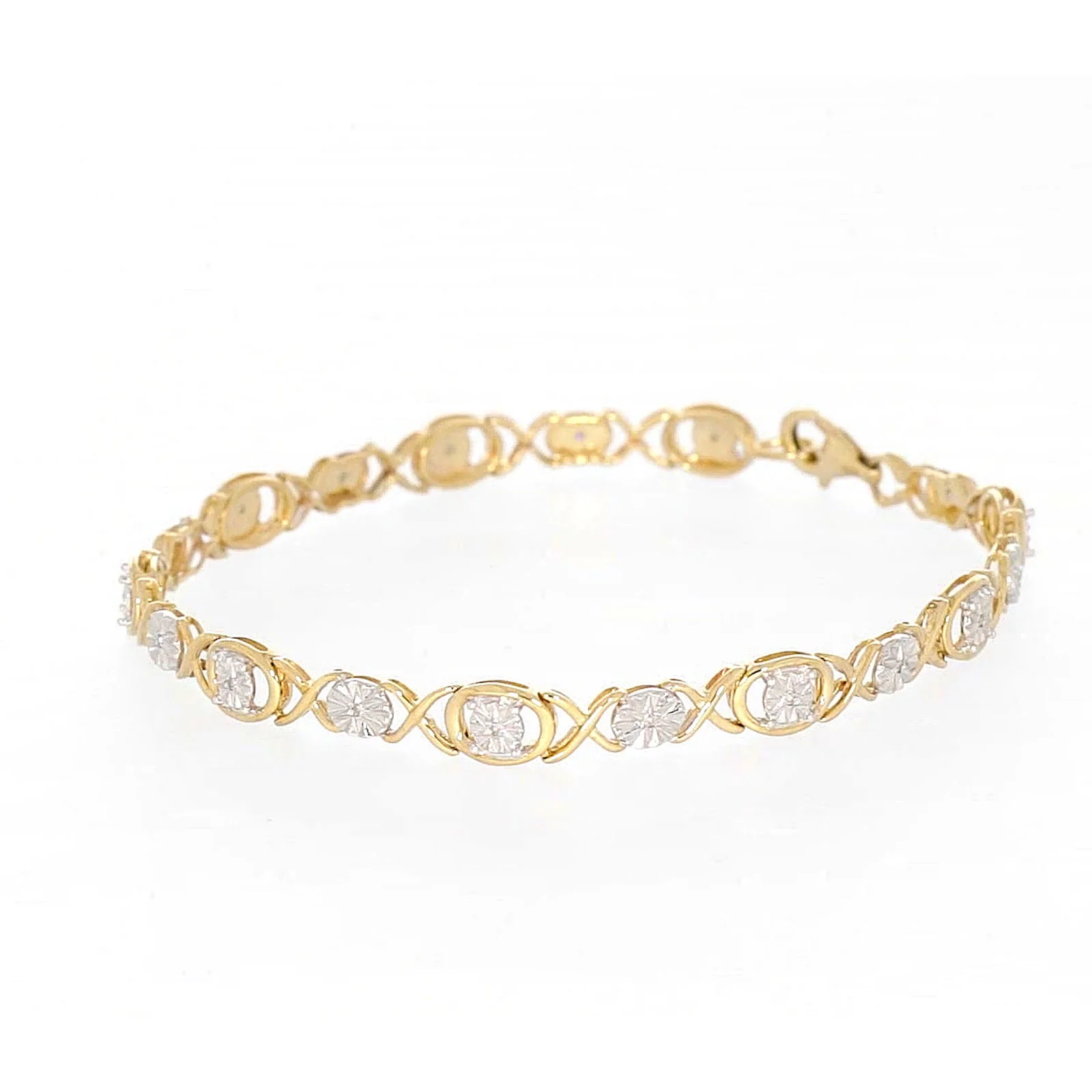 9ct Yellow Gold & Diamond Set Bracelet - Image 9