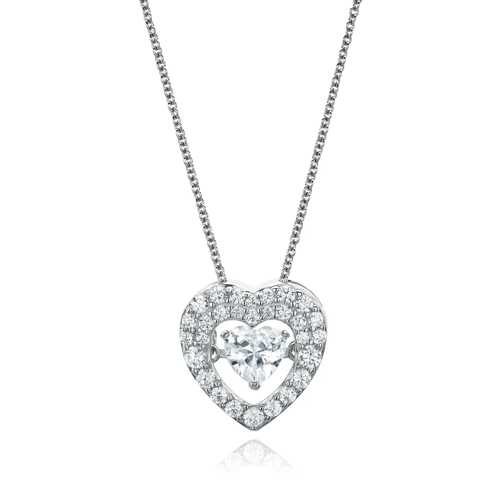 Sterling Silver Cubic Zirconia Heart Pendant