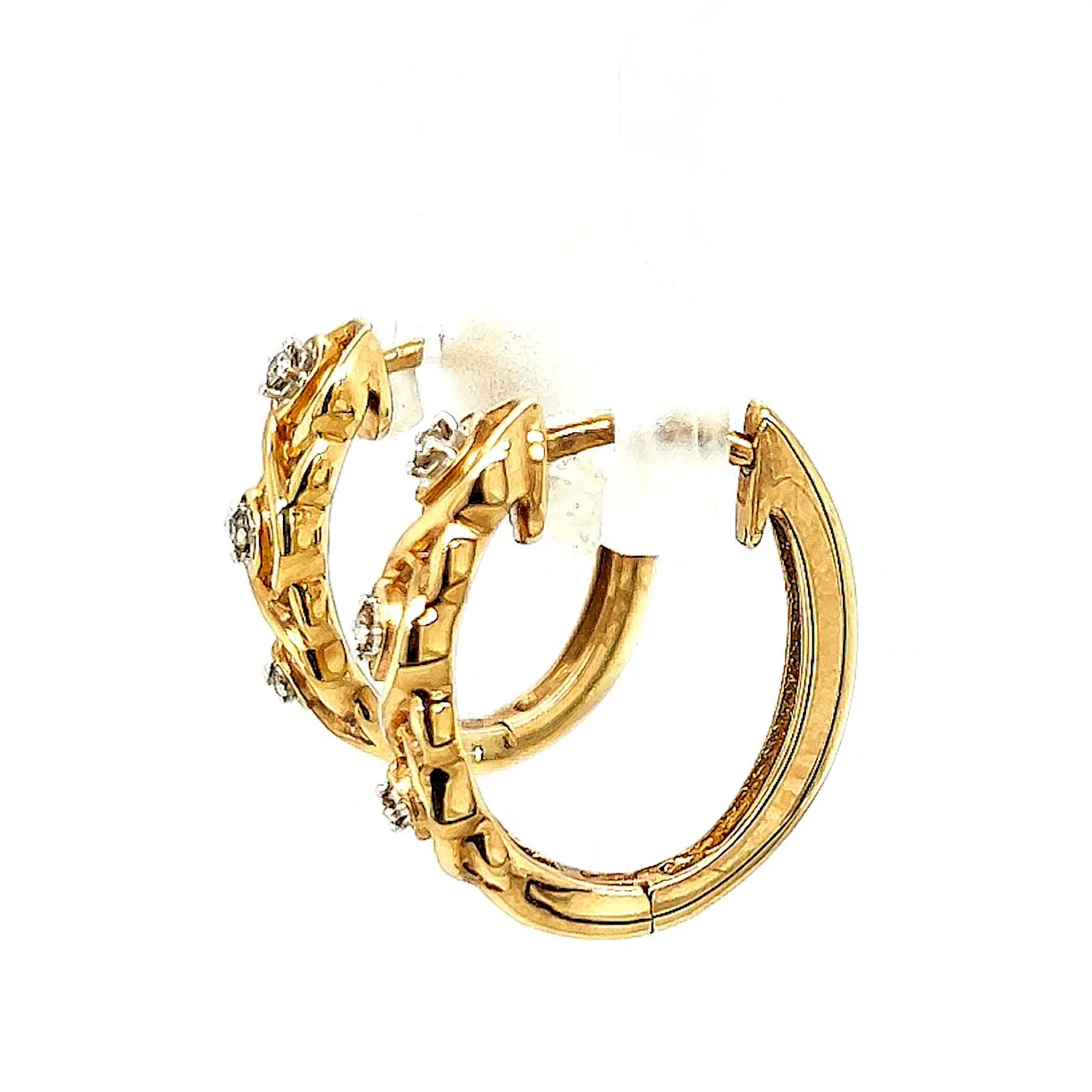 9ct Yellow Gold & Diamond Set Huggie Earrings - Image 17
