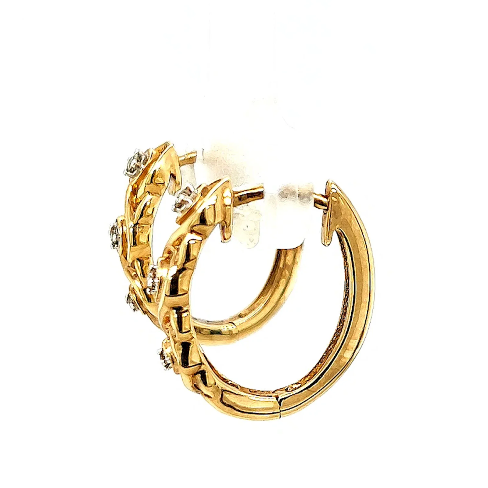 9ct Yellow Gold & Diamond Set Huggie Earrings - Image 18