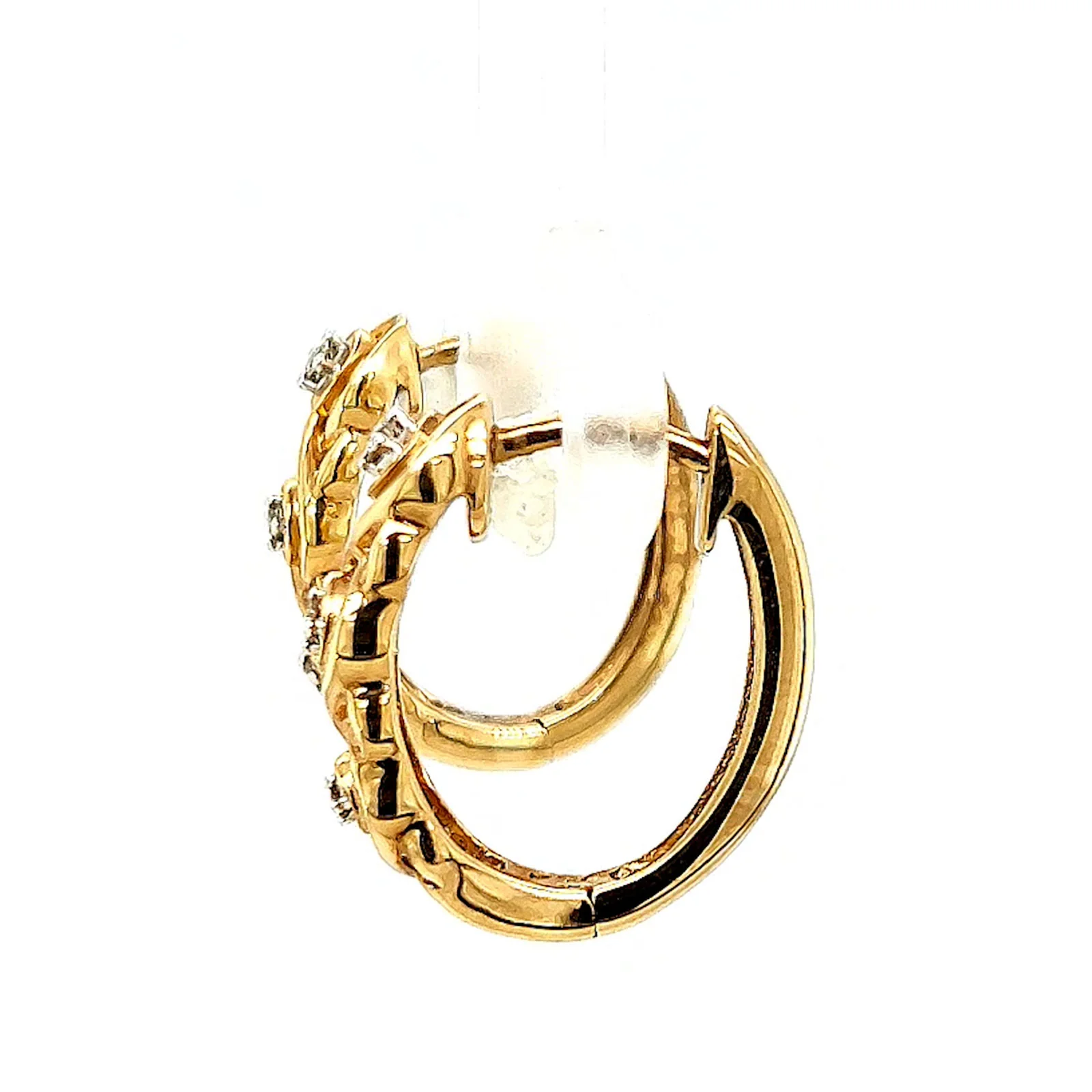 9ct Yellow Gold & Diamond Set Huggie Earrings - Image 19