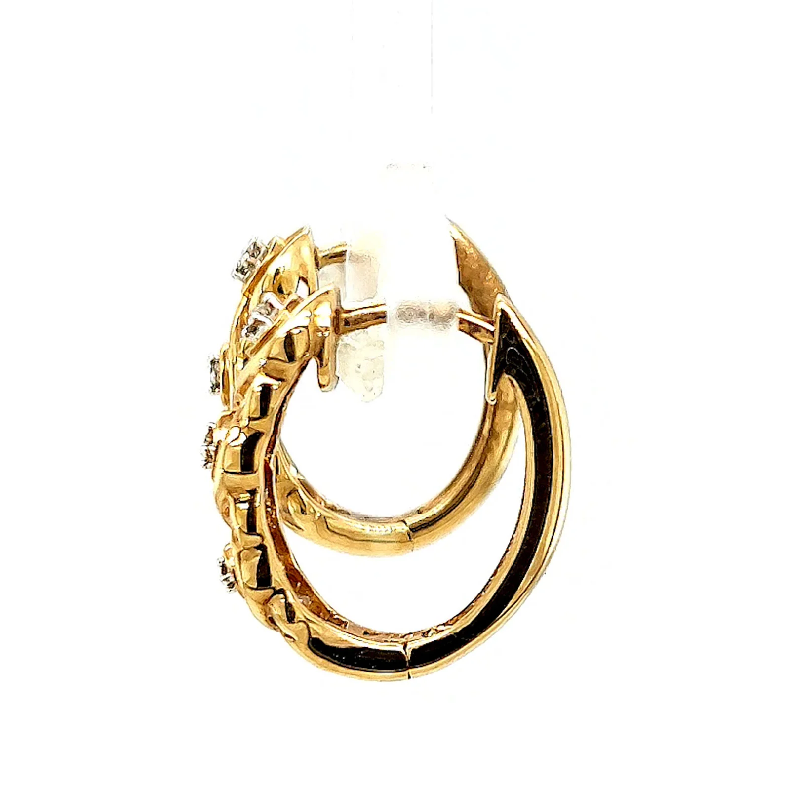 9ct Yellow Gold & Diamond Set Huggie Earrings - Image 20