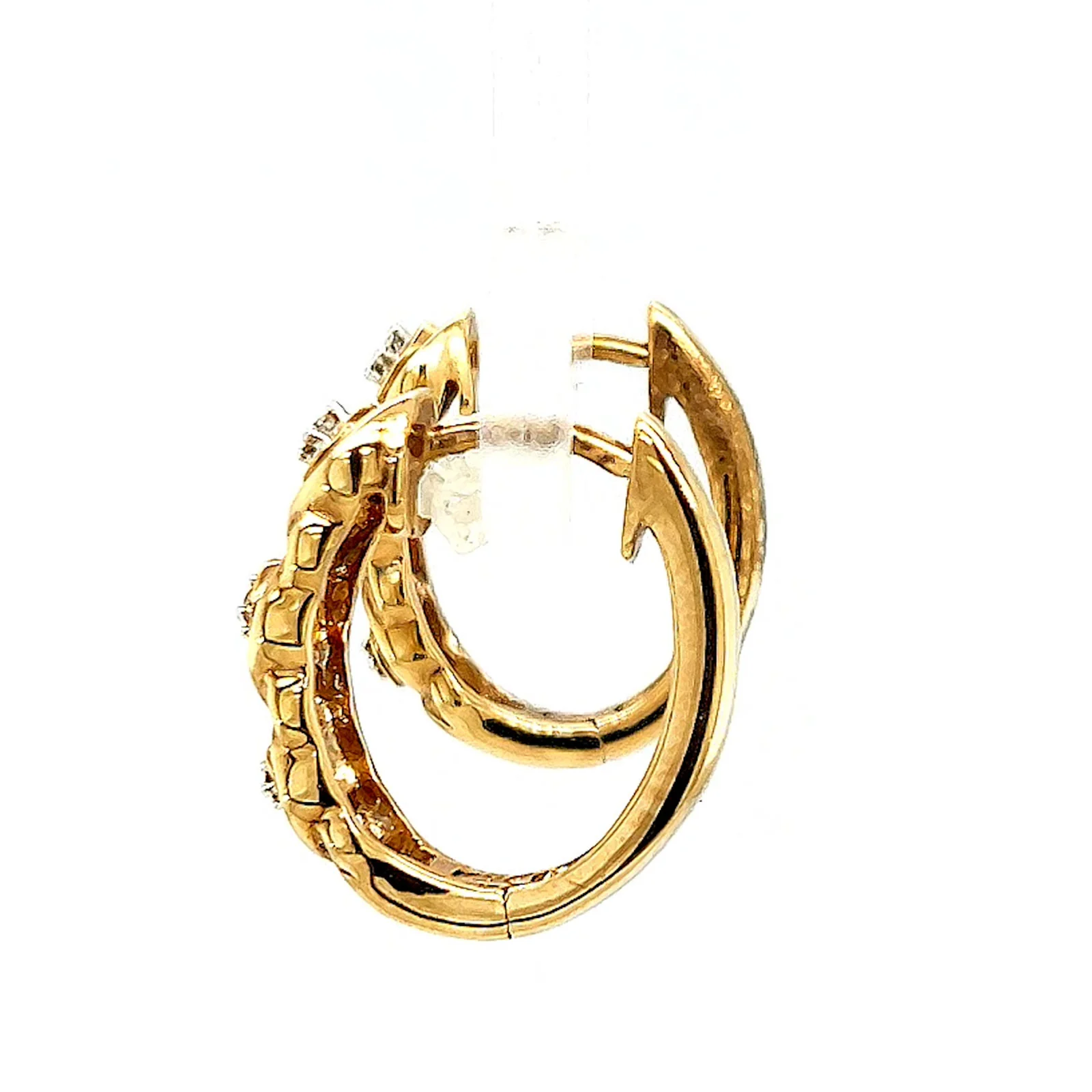 9ct Yellow Gold & Diamond Set Huggie Earrings - Image 22
