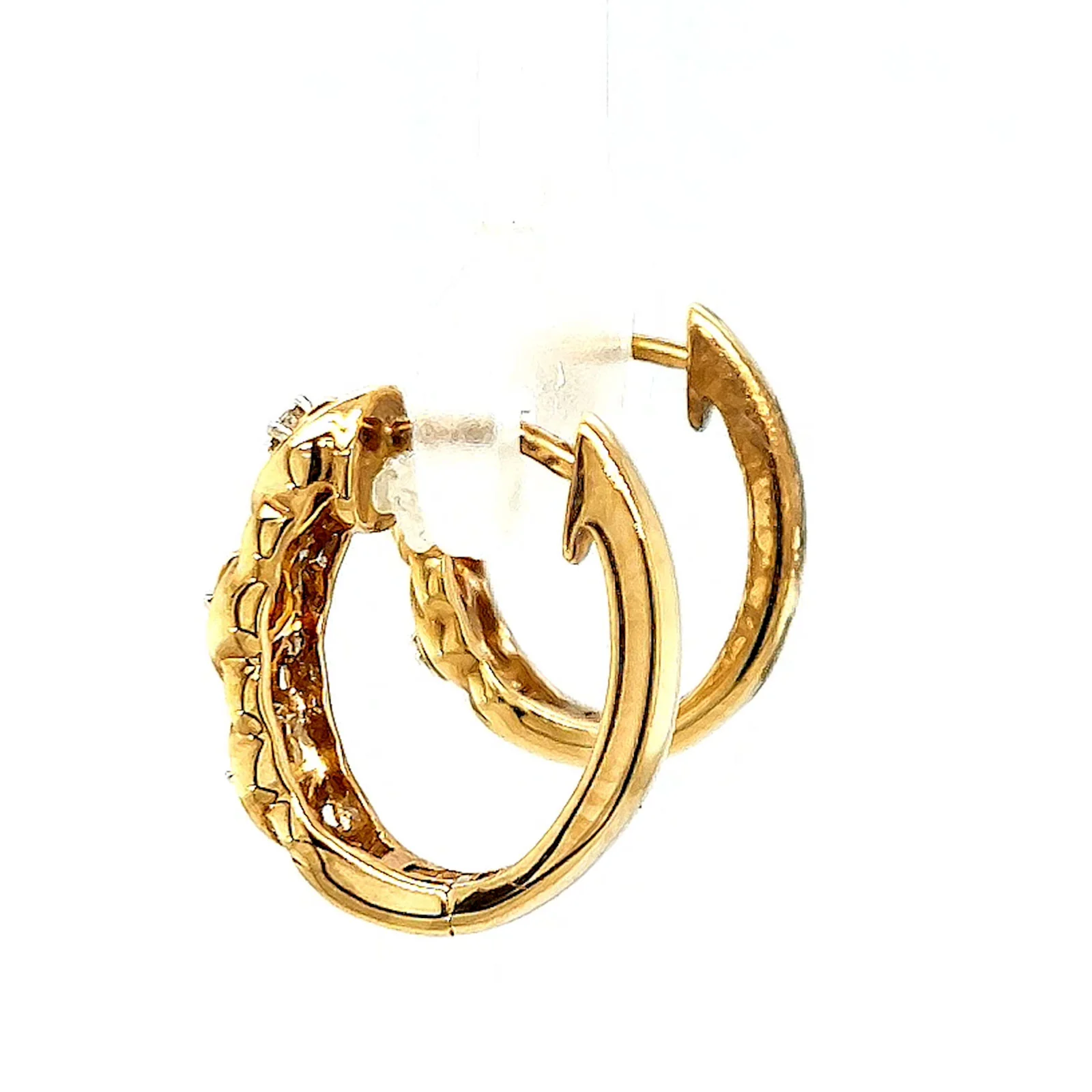 9ct Yellow Gold & Diamond Set Huggie Earrings - Image 24