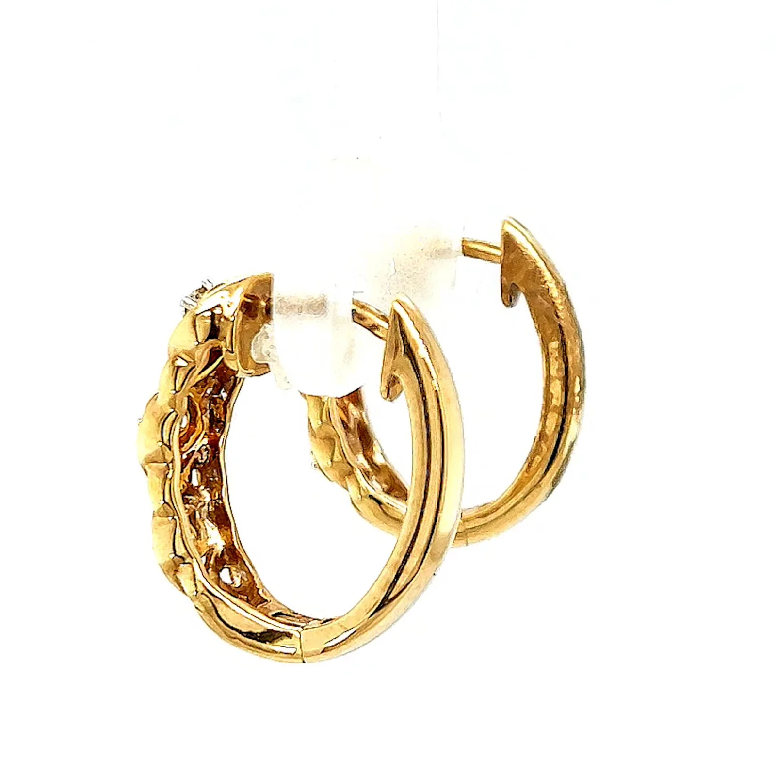 9ct Yellow Gold & Diamond Set Huggie Earrings - Image 25