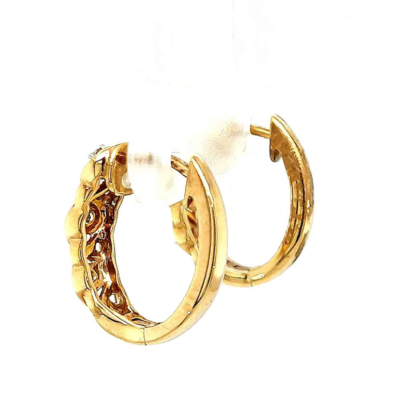 9ct Yellow Gold & Diamond Set Huggie Earrings - Image 26