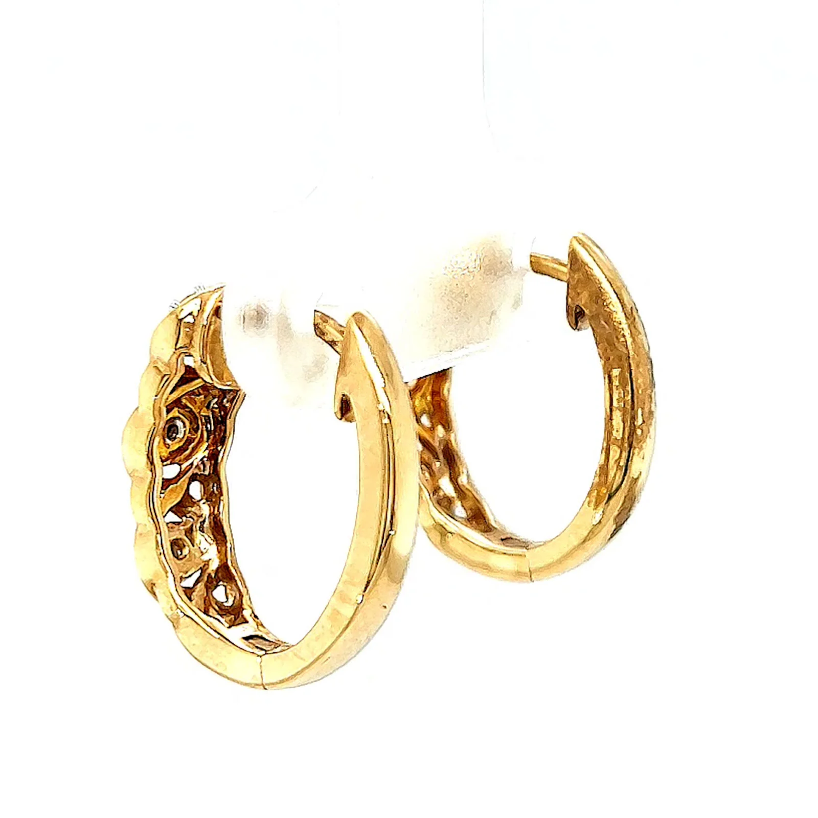 9ct Yellow Gold & Diamond Set Huggie Earrings - Image 28