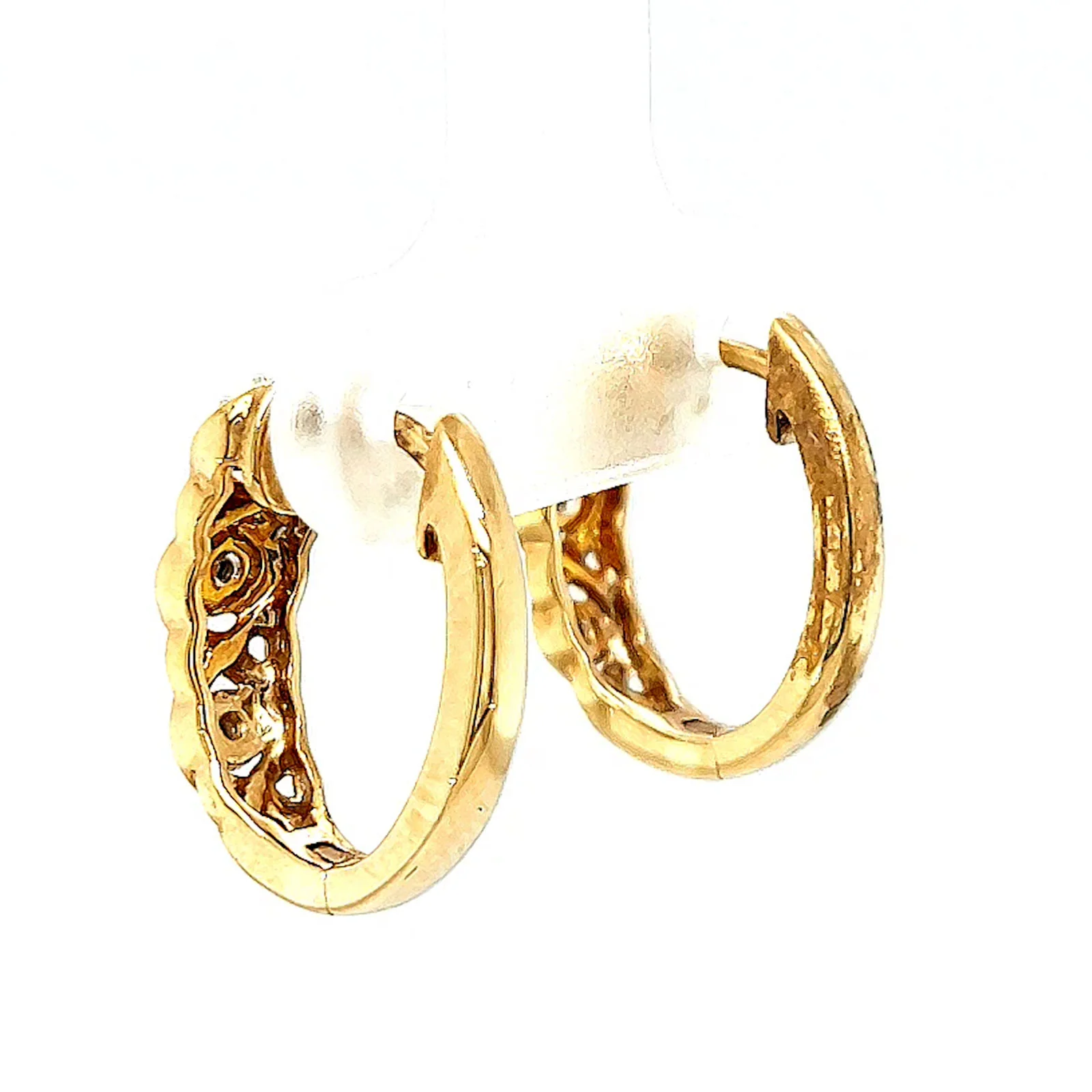 9ct Yellow Gold & Diamond Set Huggie Earrings - Image 29