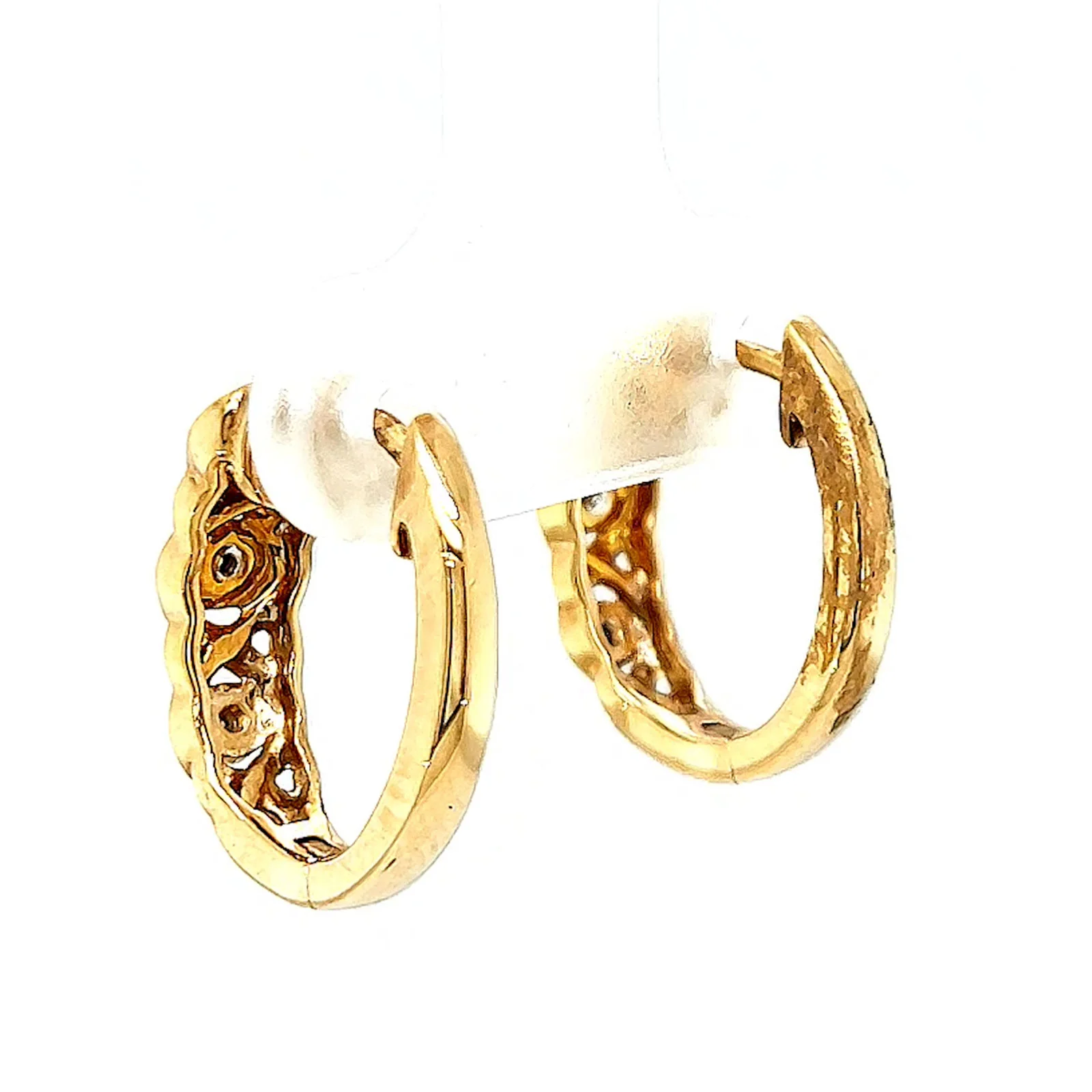 9ct Yellow Gold & Diamond Set Huggie Earrings - Image 30