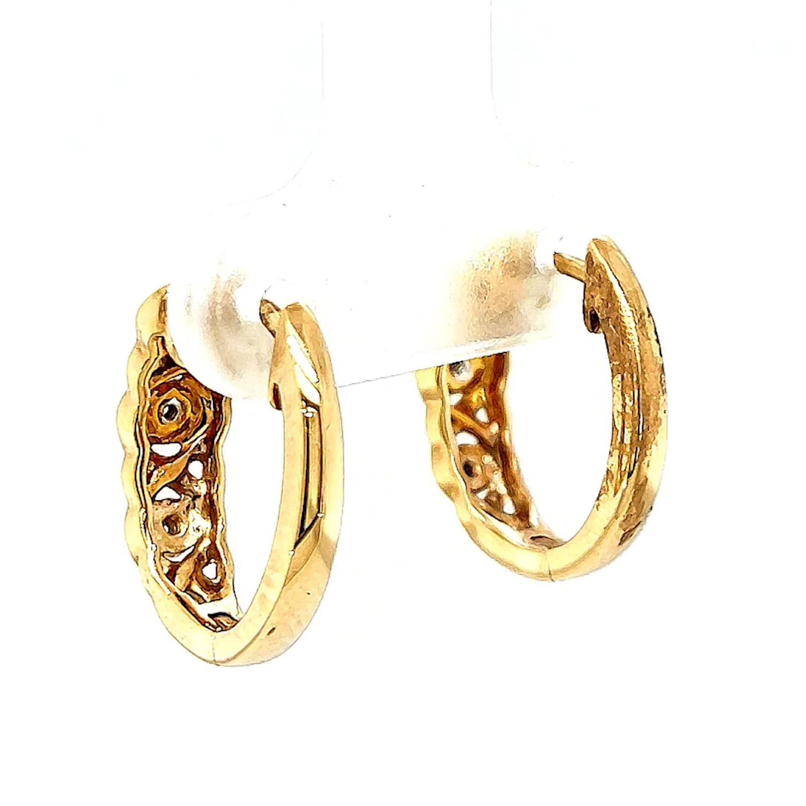 9ct Yellow Gold & Diamond Set Huggie Earrings - Image 31