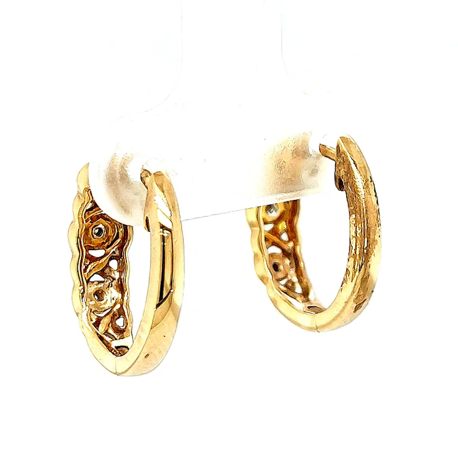 9ct Yellow Gold & Diamond Set Huggie Earrings - Image 32