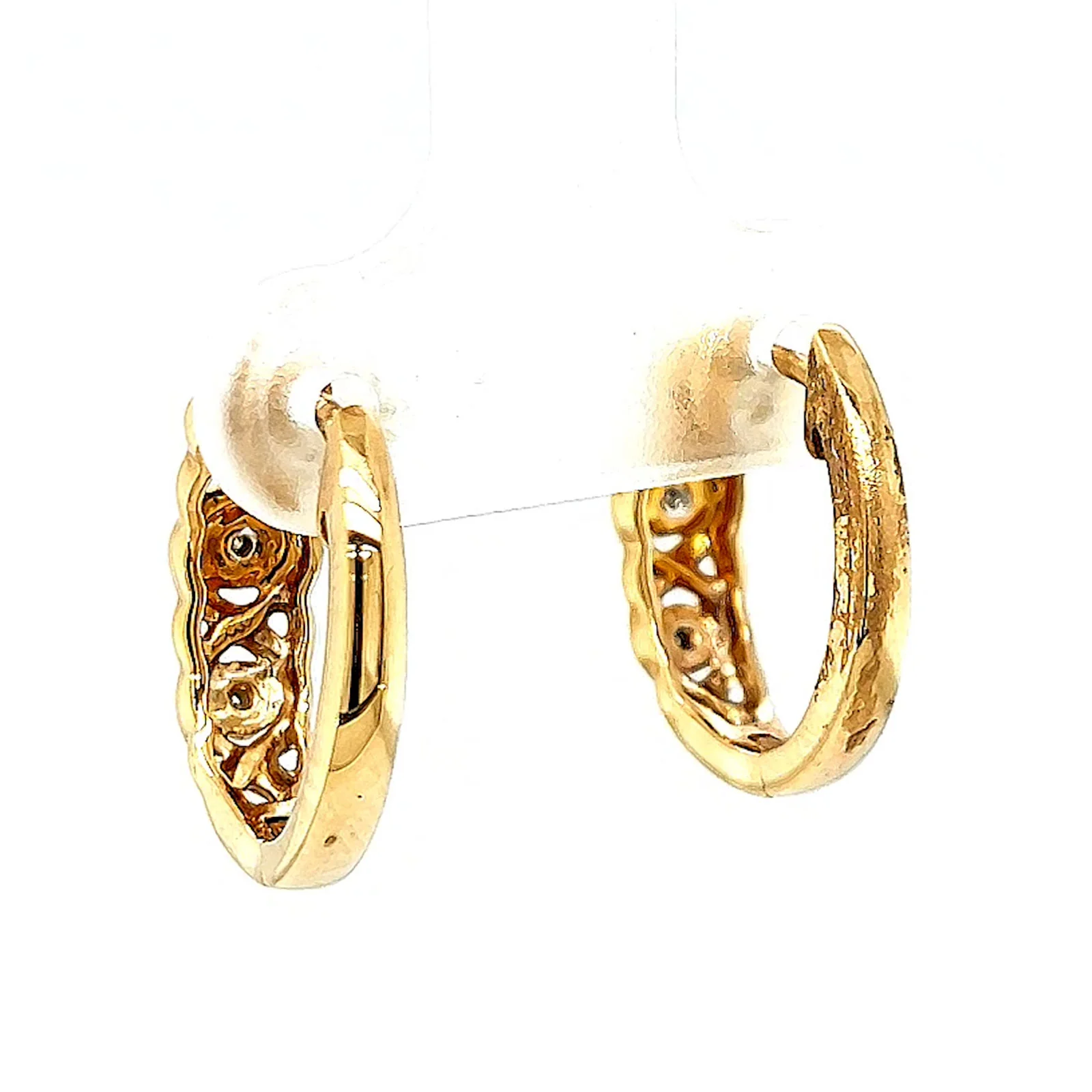 9ct Yellow Gold & Diamond Set Huggie Earrings - Image 33