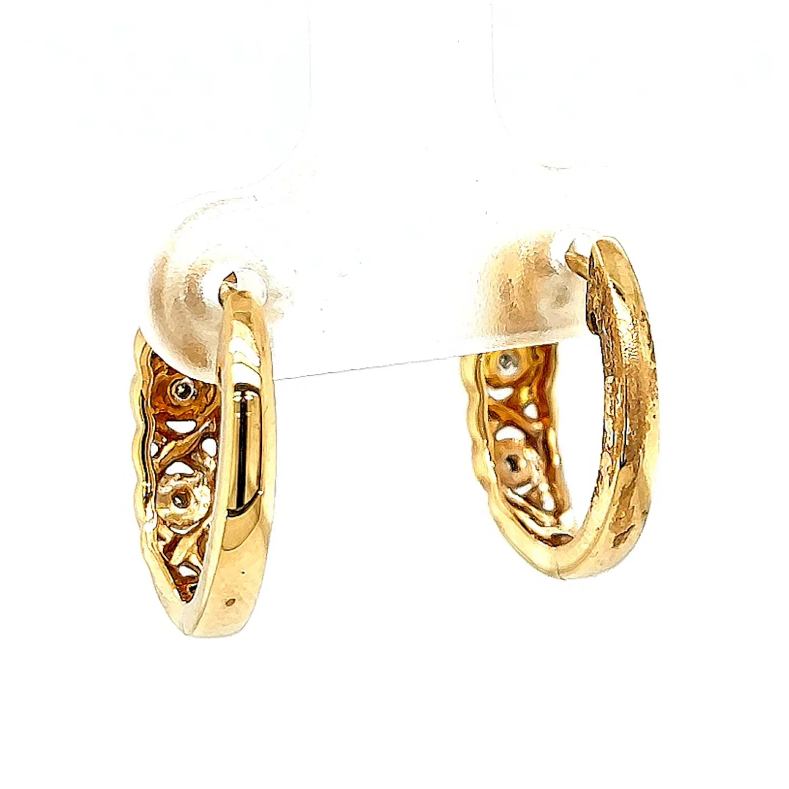 9ct Yellow Gold & Diamond Set Huggie Earrings - Image 34