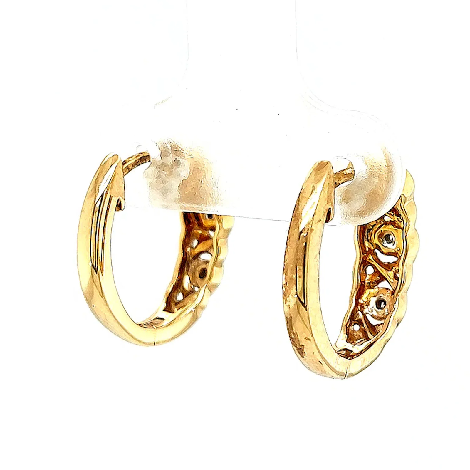 9ct Yellow Gold & Diamond Set Huggie Earrings - Image 46