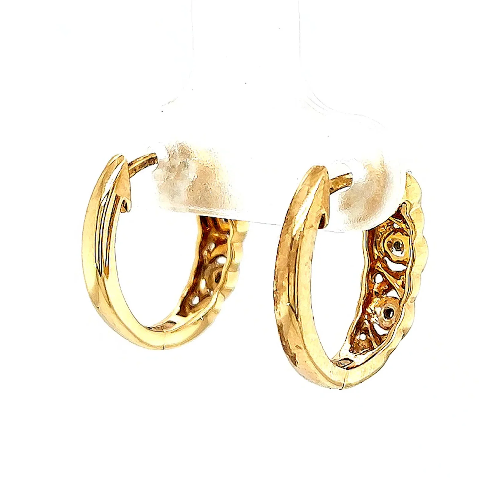 9ct Yellow Gold & Diamond Set Huggie Earrings - Image 47