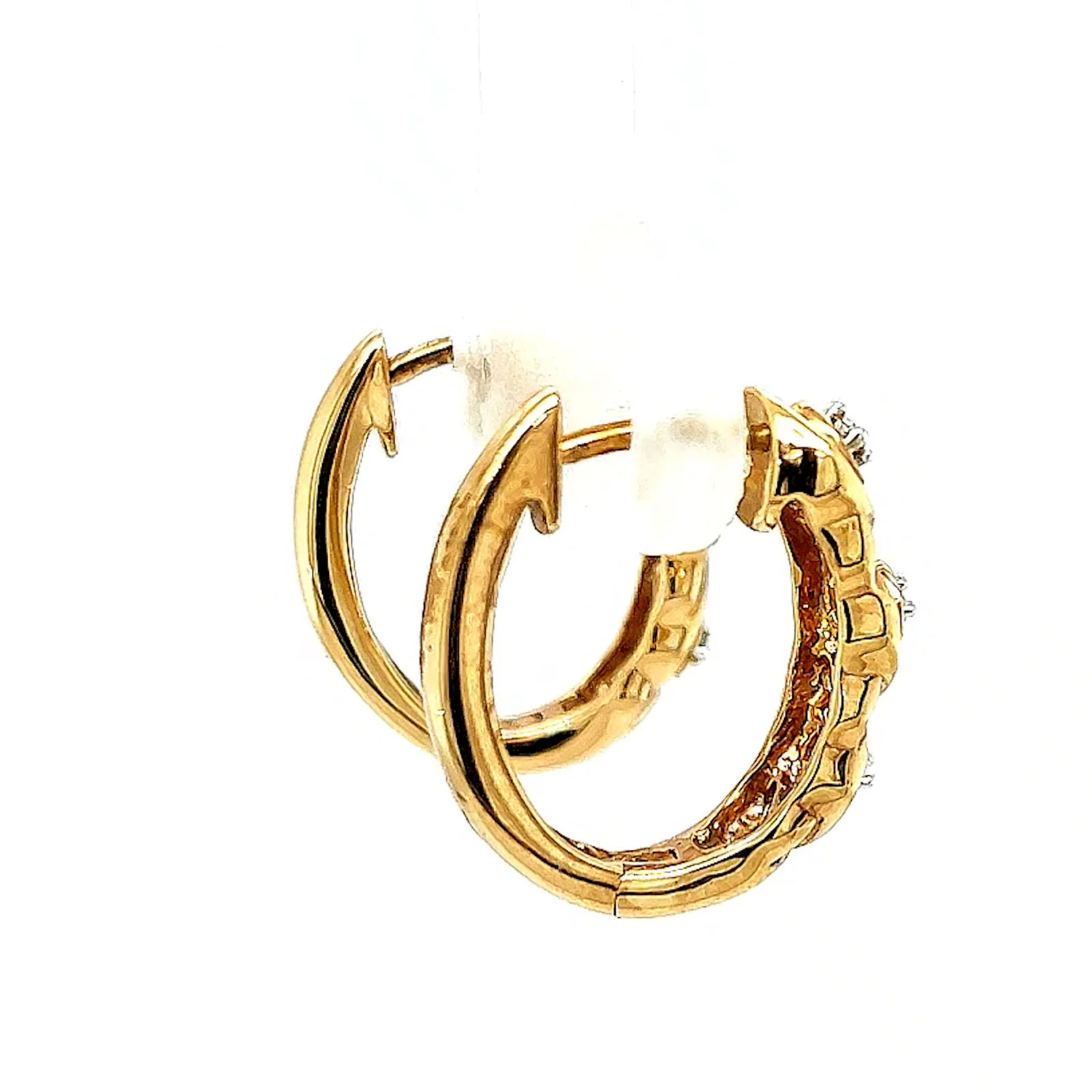 9ct Yellow Gold & Diamond Set Huggie Earrings - Image 54