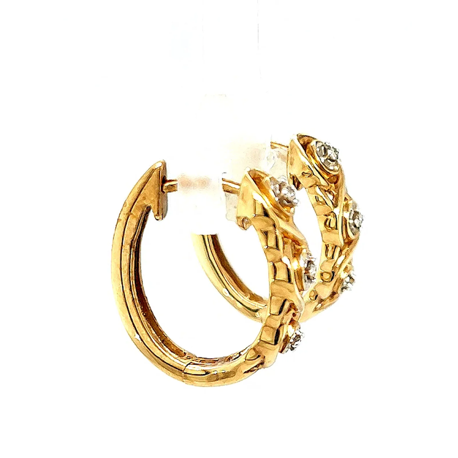 9ct Yellow Gold & Diamond Set Huggie Earrings - Image 61