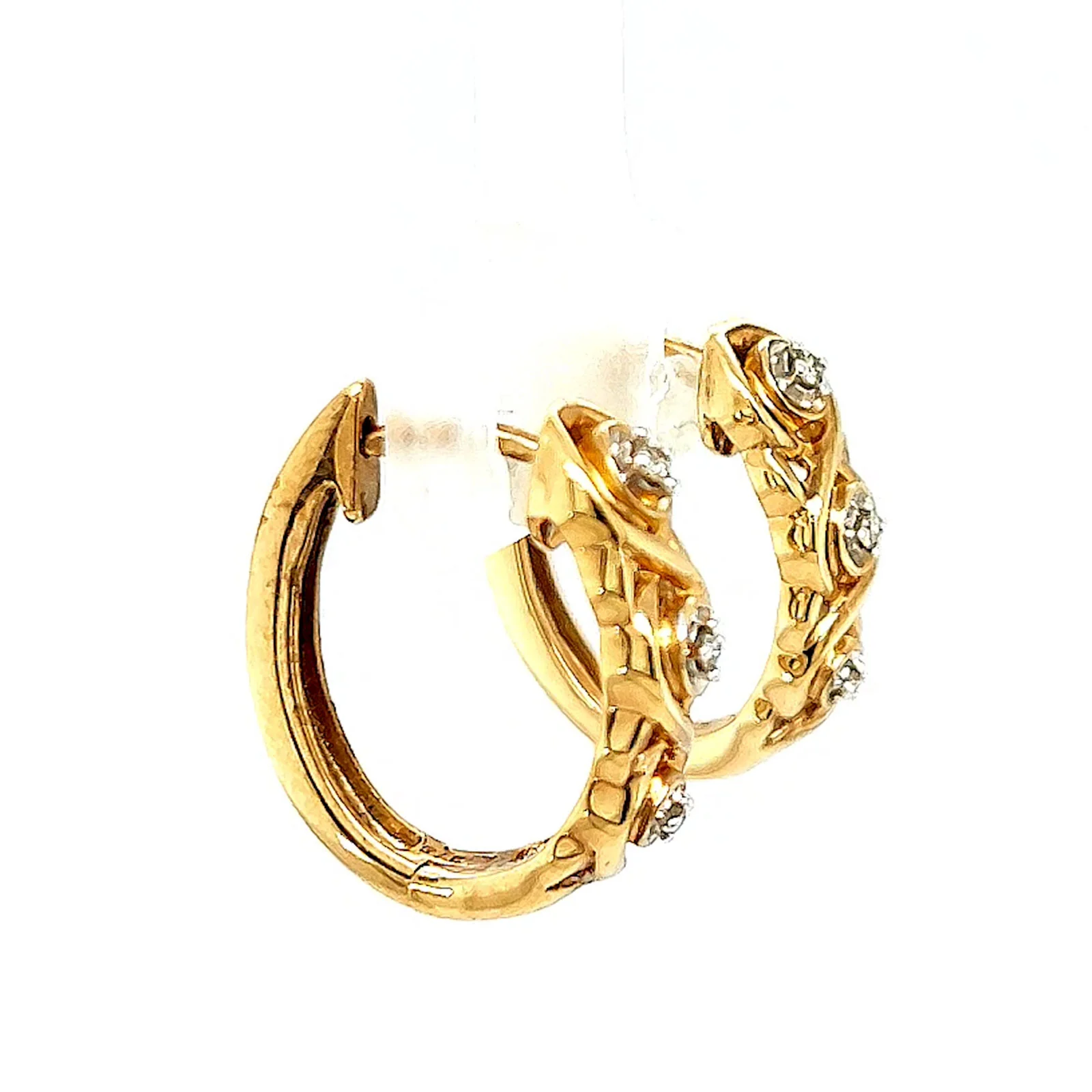 9ct Yellow Gold & Diamond Set Huggie Earrings - Image 62