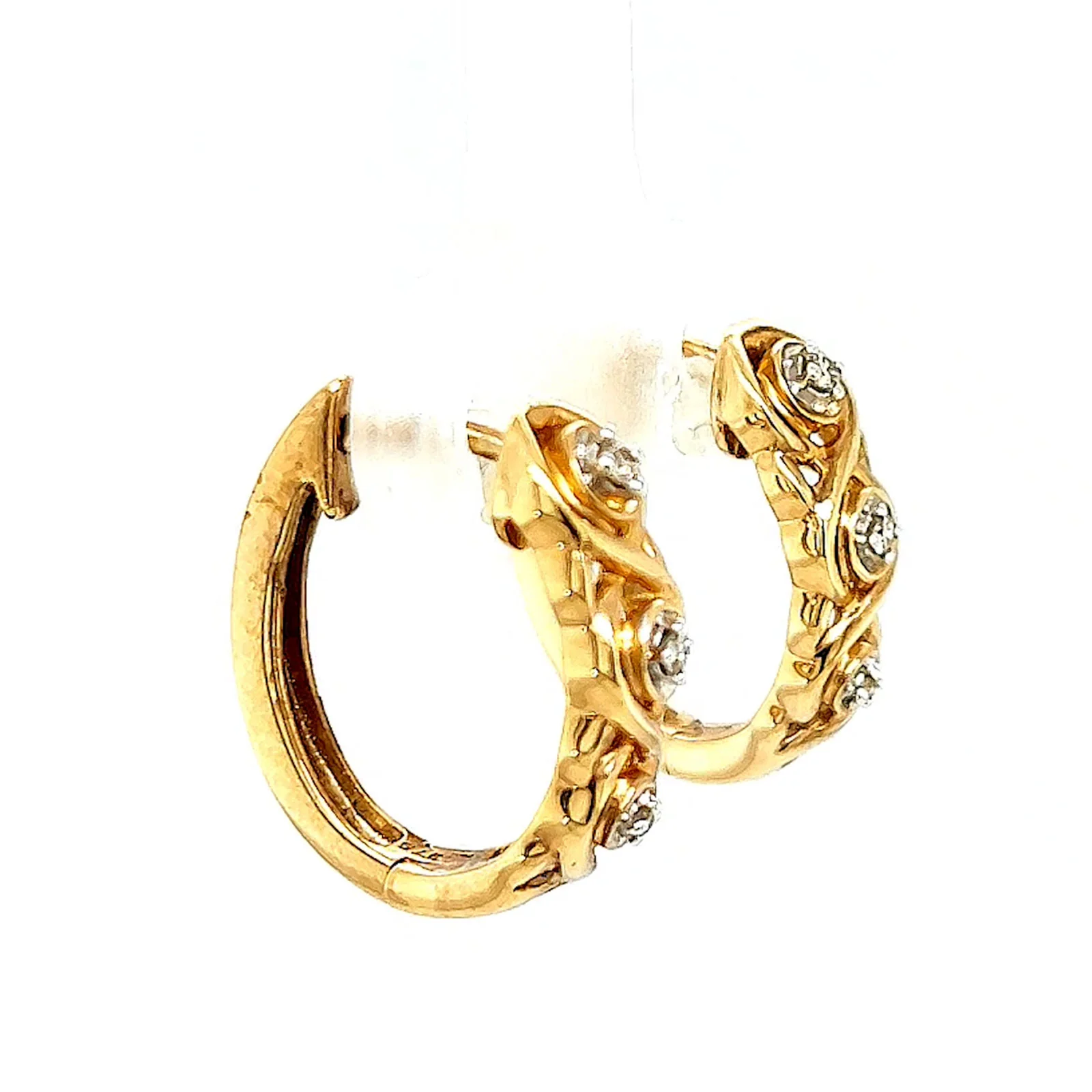 9ct Yellow Gold & Diamond Set Huggie Earrings - Image 63