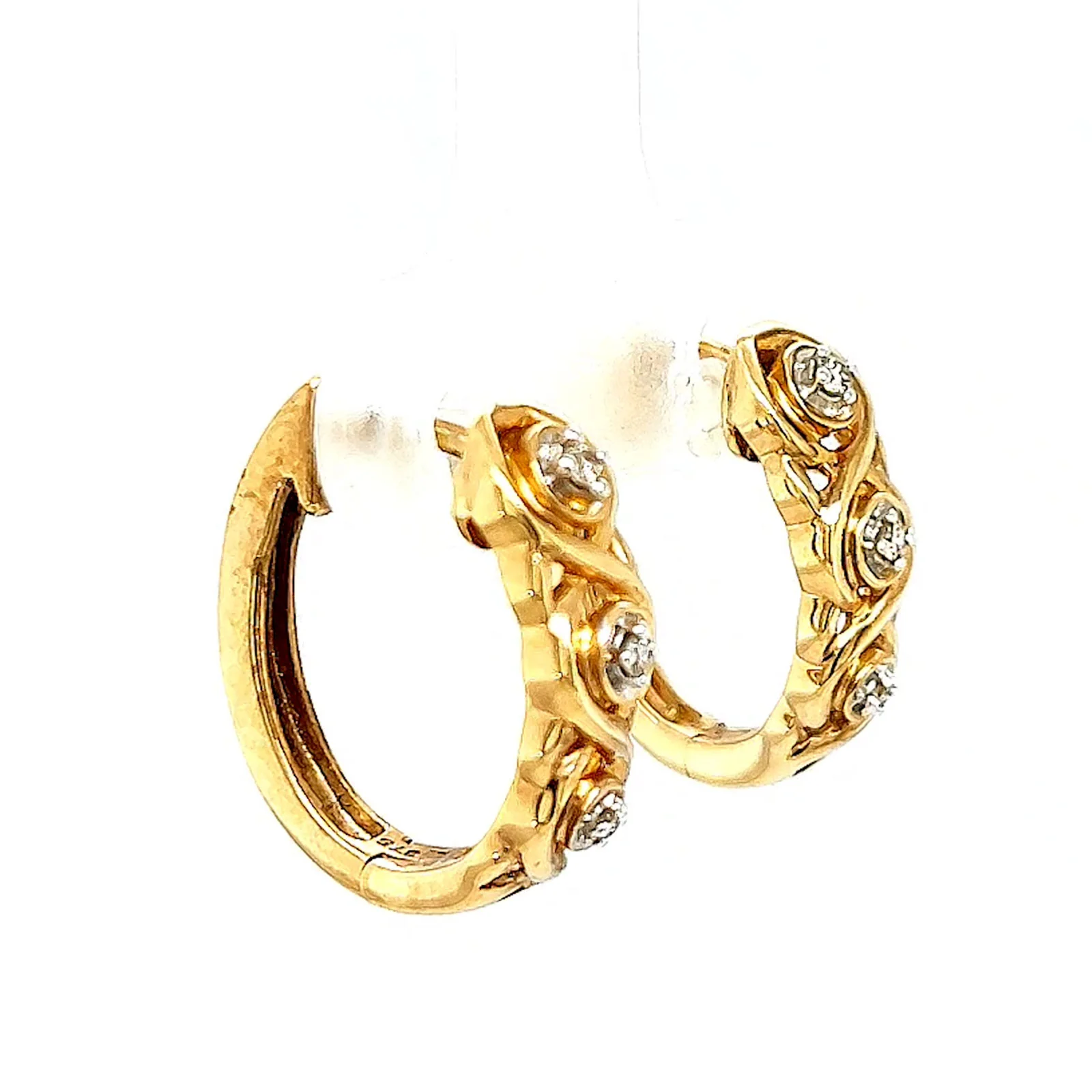 9ct Yellow Gold & Diamond Set Huggie Earrings - Image 64