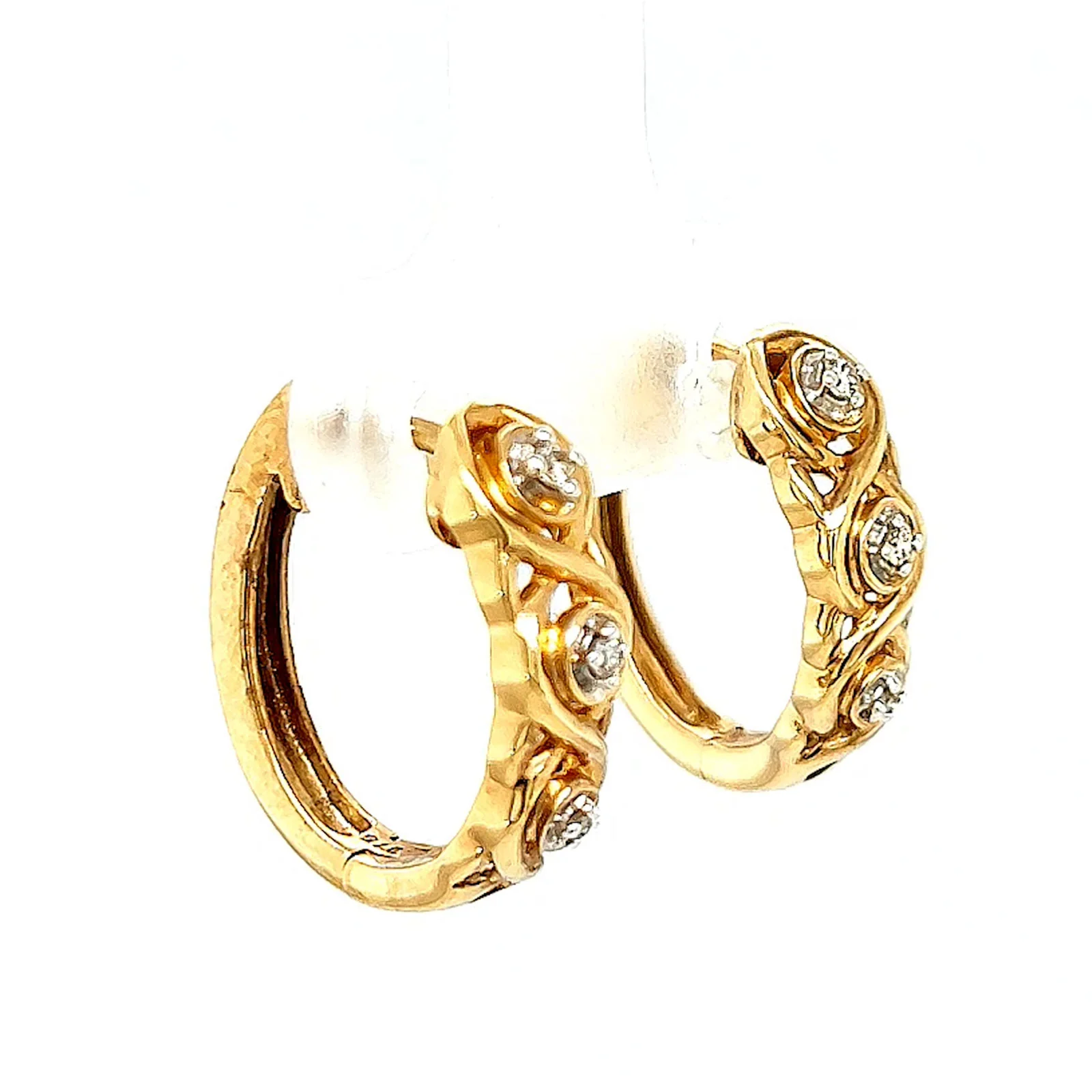 9ct Yellow Gold & Diamond Set Huggie Earrings - Image 65