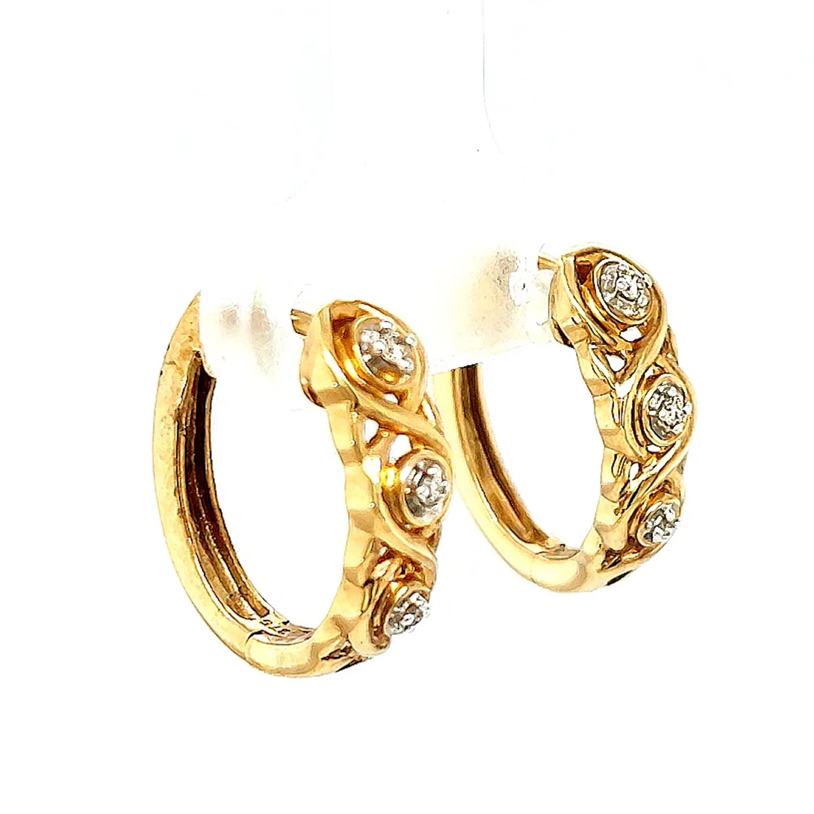9ct Yellow Gold & Diamond Set Huggie Earrings - Image 66