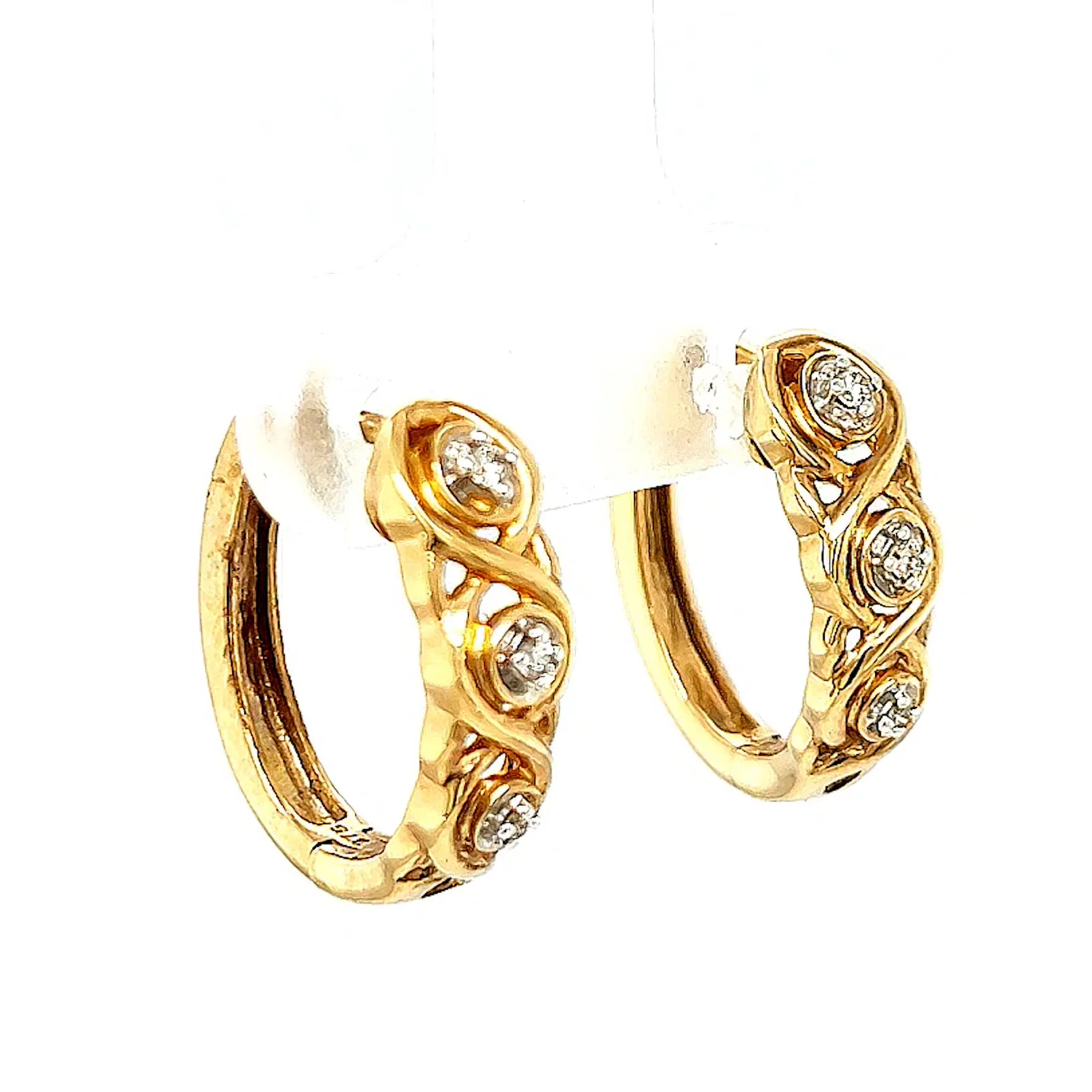 9ct Yellow Gold & Diamond Set Huggie Earrings - Image 67