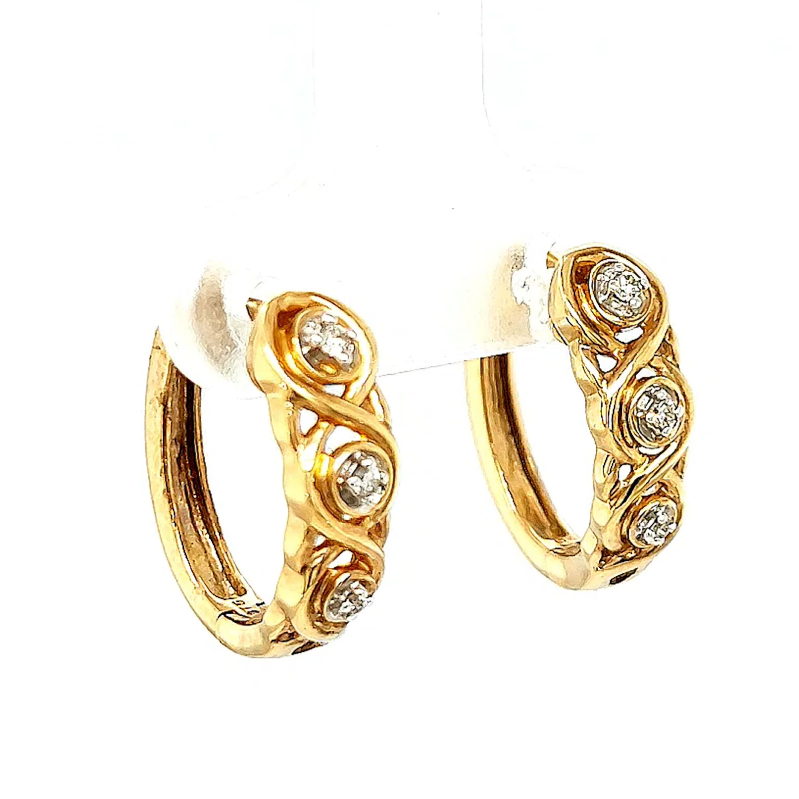 9ct Yellow Gold & Diamond Set Huggie Earrings - Image 68