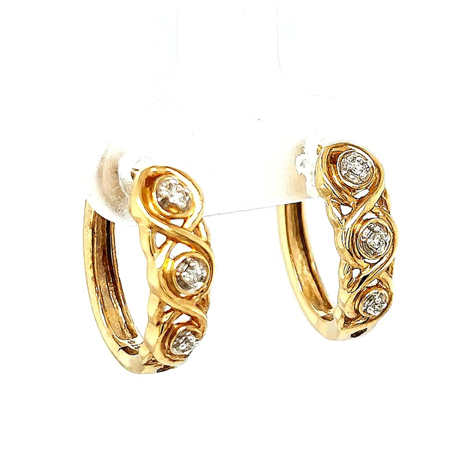 9ct Yellow Gold & Diamond Set Huggie Earrings - Image 69