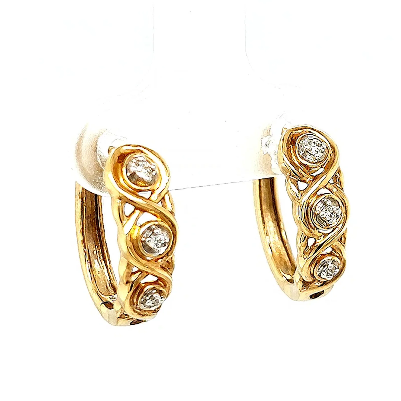 9ct Yellow Gold & Diamond Set Huggie Earrings - Image 70