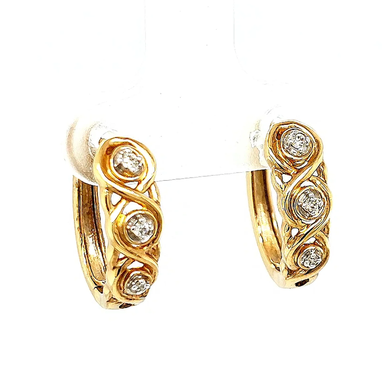 9ct Yellow Gold & Diamond Set Huggie Earrings - Image 71