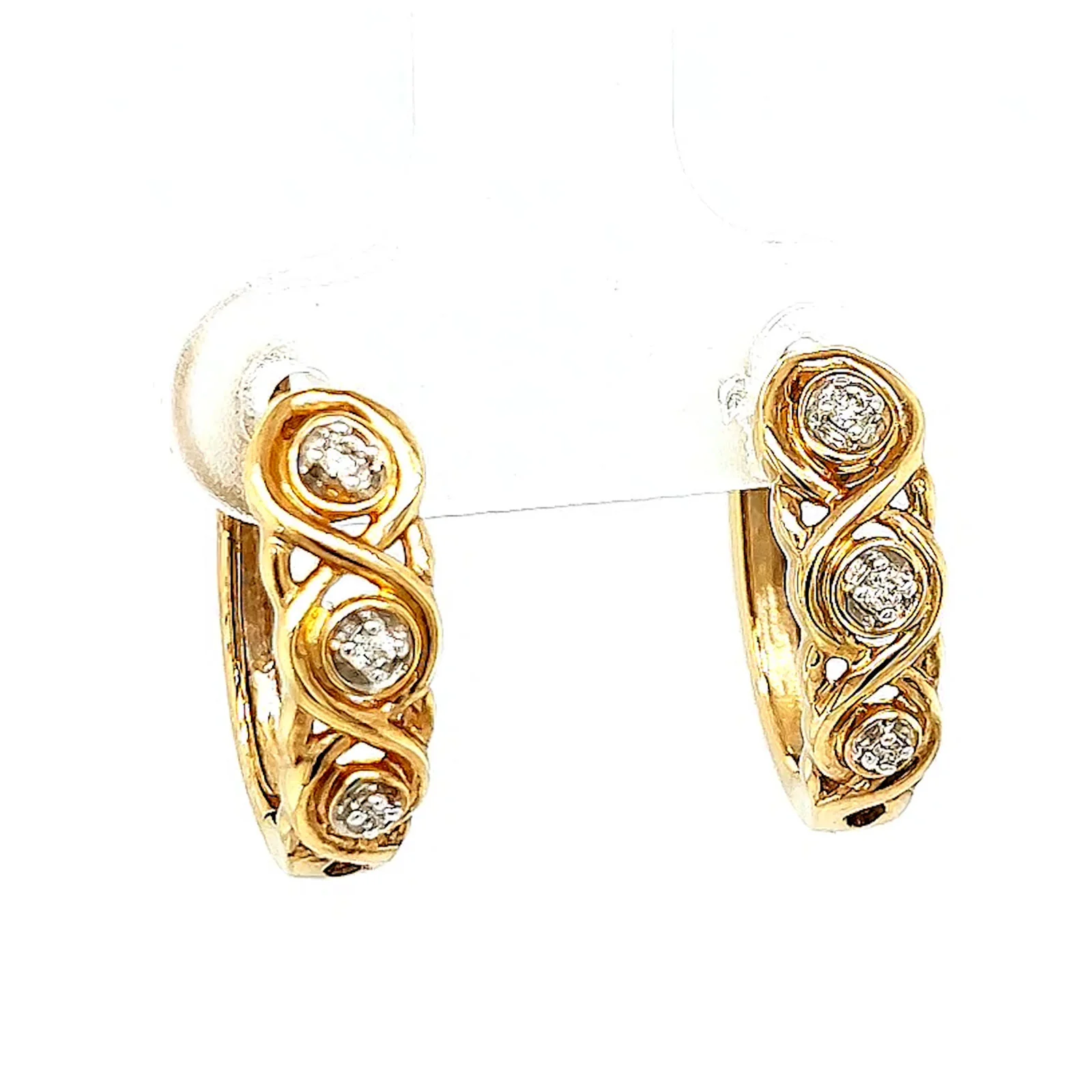 9ct Yellow Gold & Diamond Set Huggie Earrings - Image 72