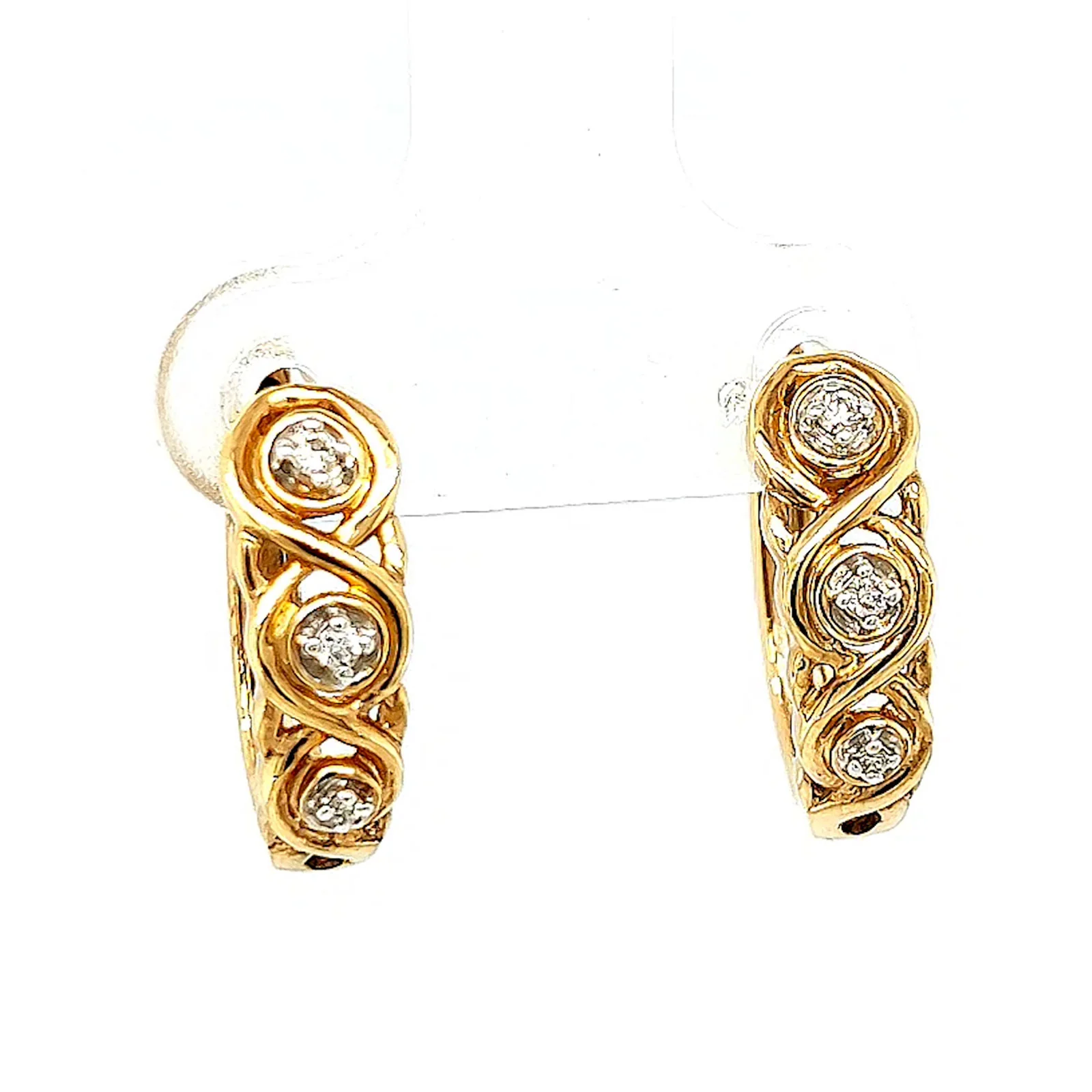 9ct Yellow Gold & Diamond Set Huggie Earrings - Image 73