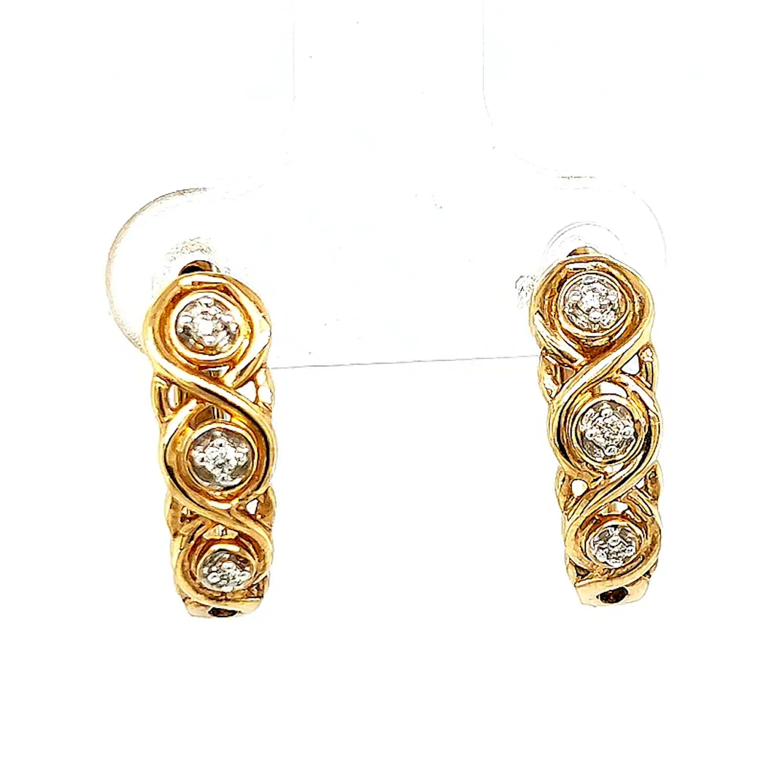 9ct Yellow Gold & Diamond Set Huggie Earrings - Image 74