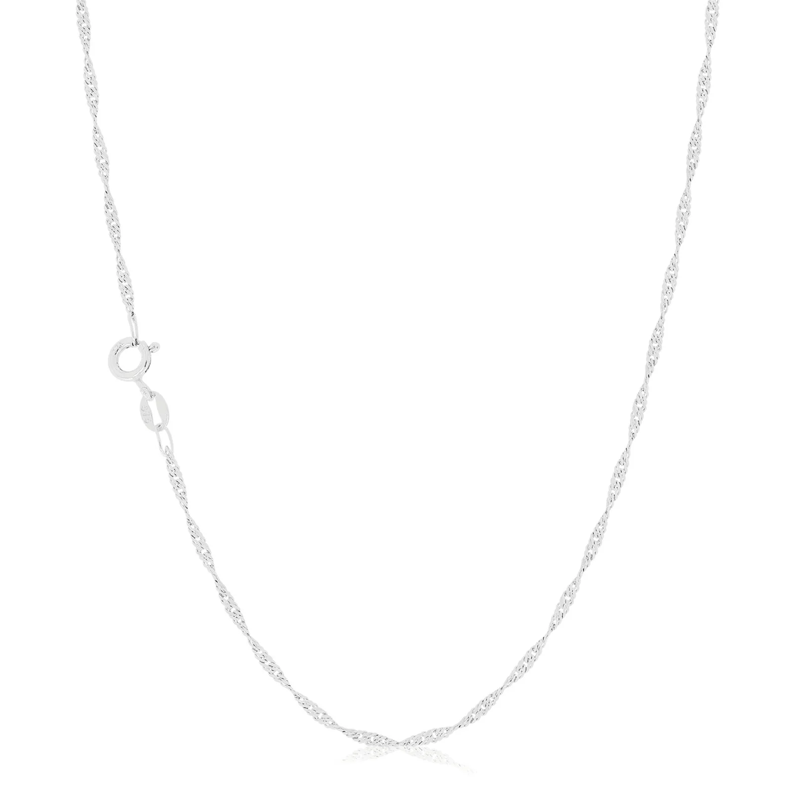 9ct White Gold 55cm Singapore Chain