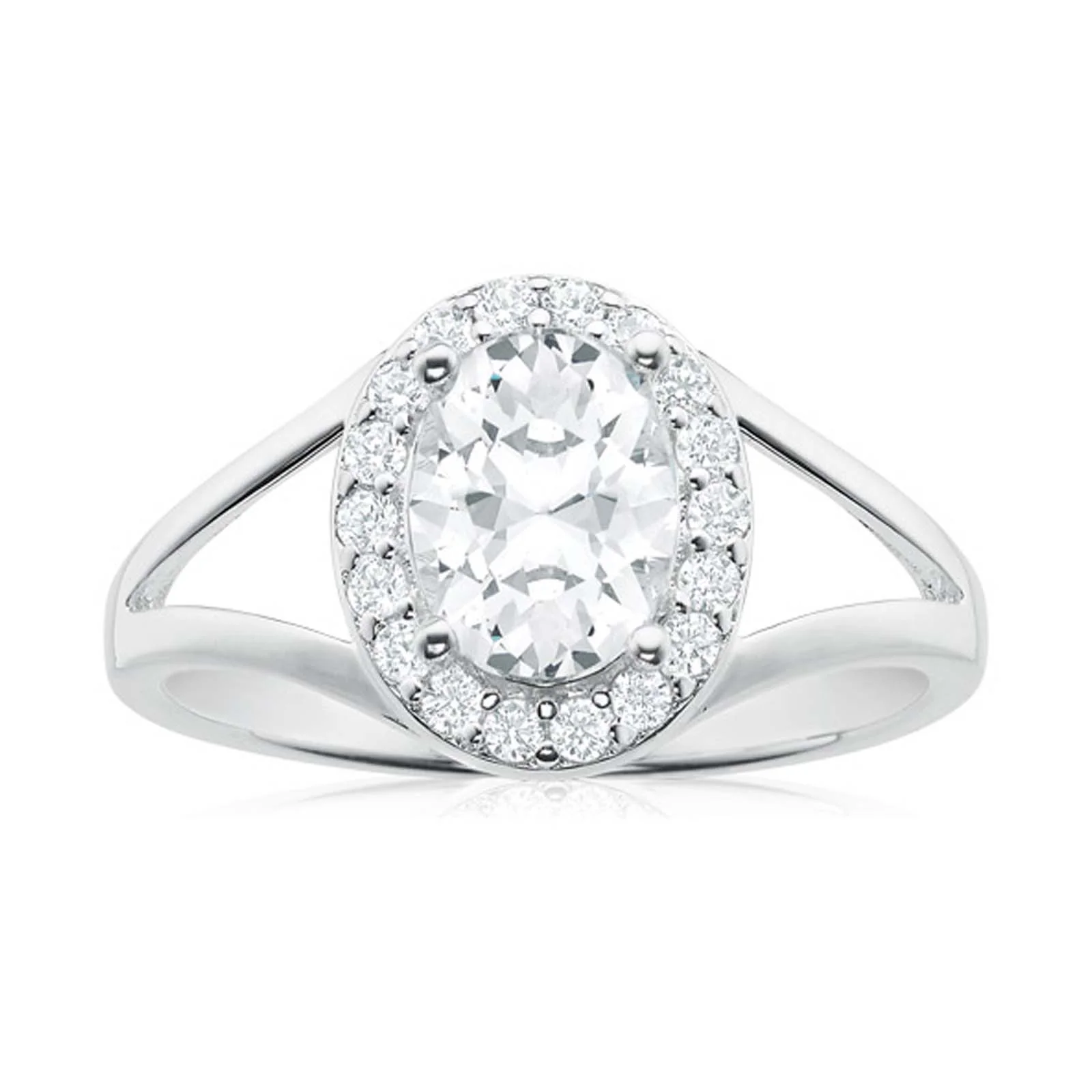 Sterling Silver Cubic Zirconia Halo Ring