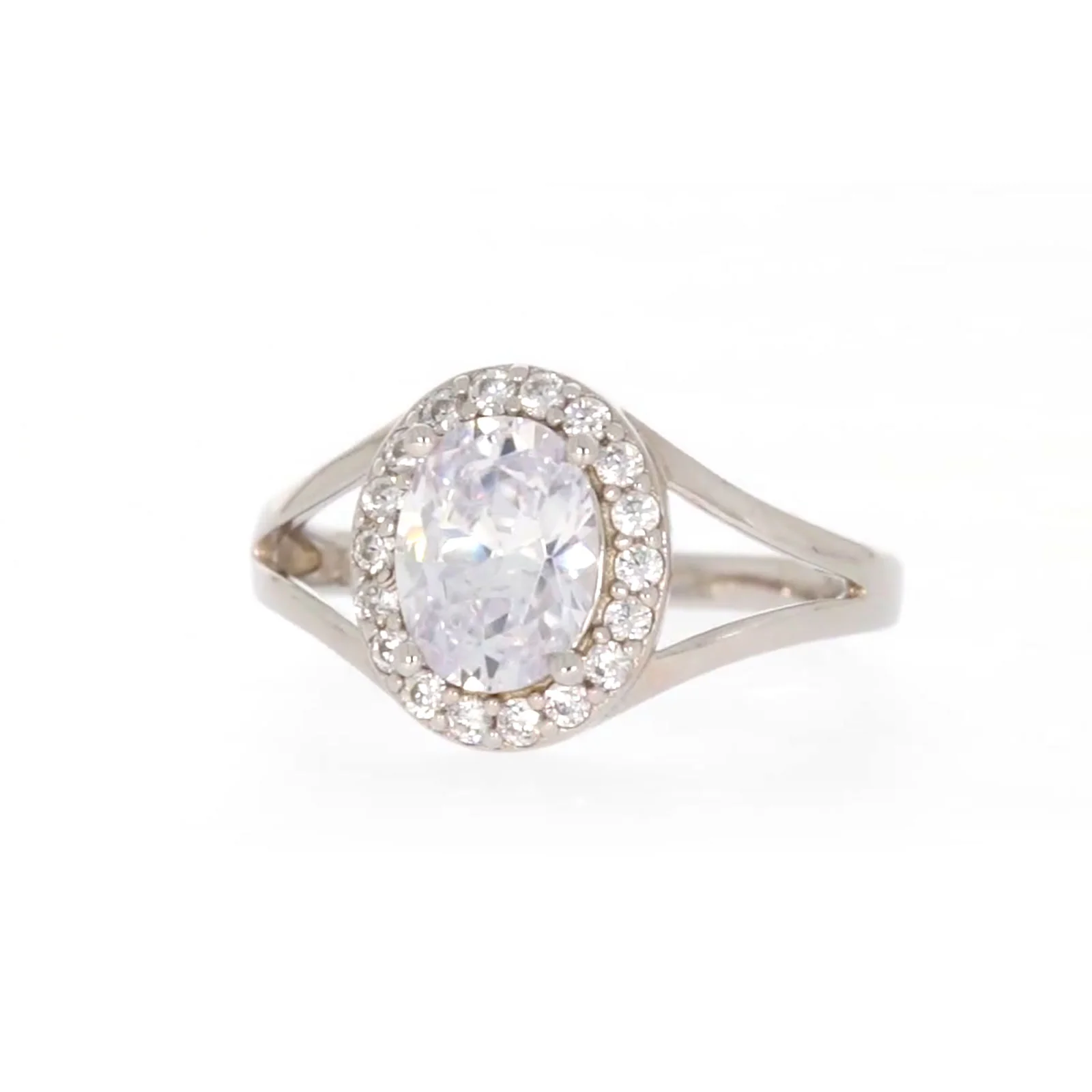 Sterling Silver Cubic Zirconia Halo Ring - Image 4
