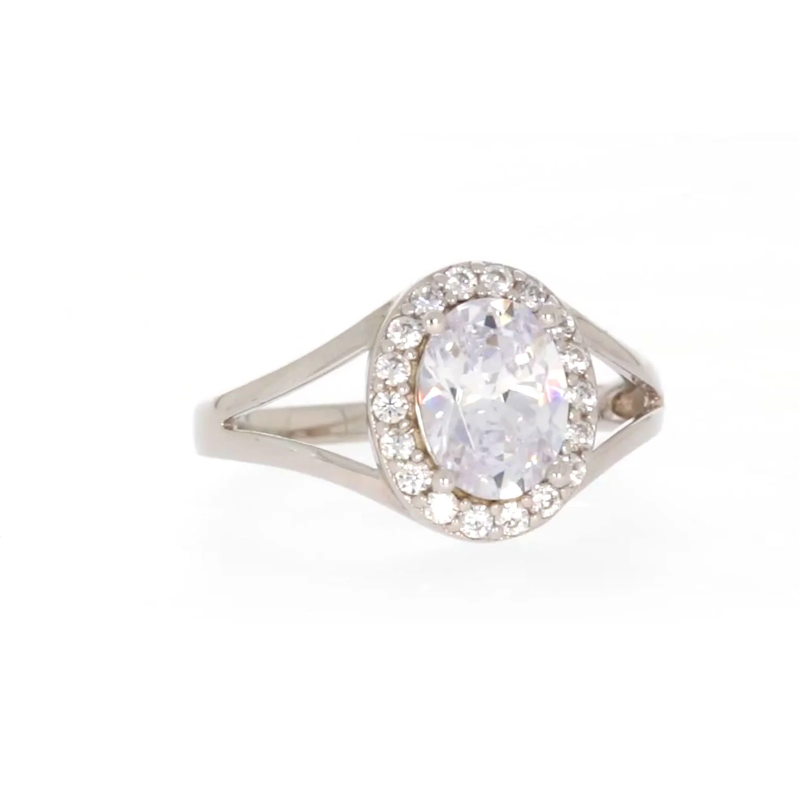 Sterling Silver Cubic Zirconia Halo Ring - Image 73