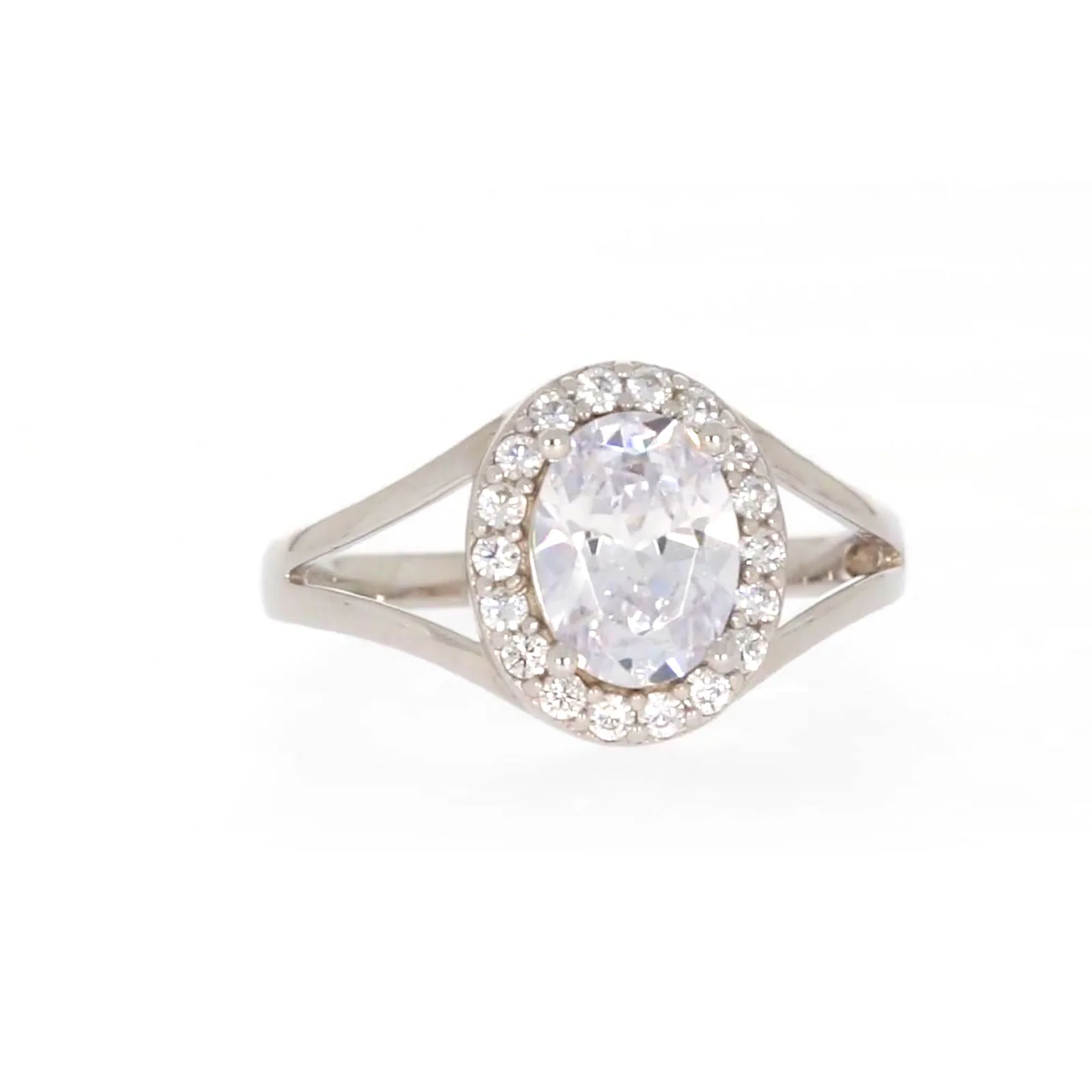 Sterling Silver Cubic Zirconia Halo Ring - Image 74