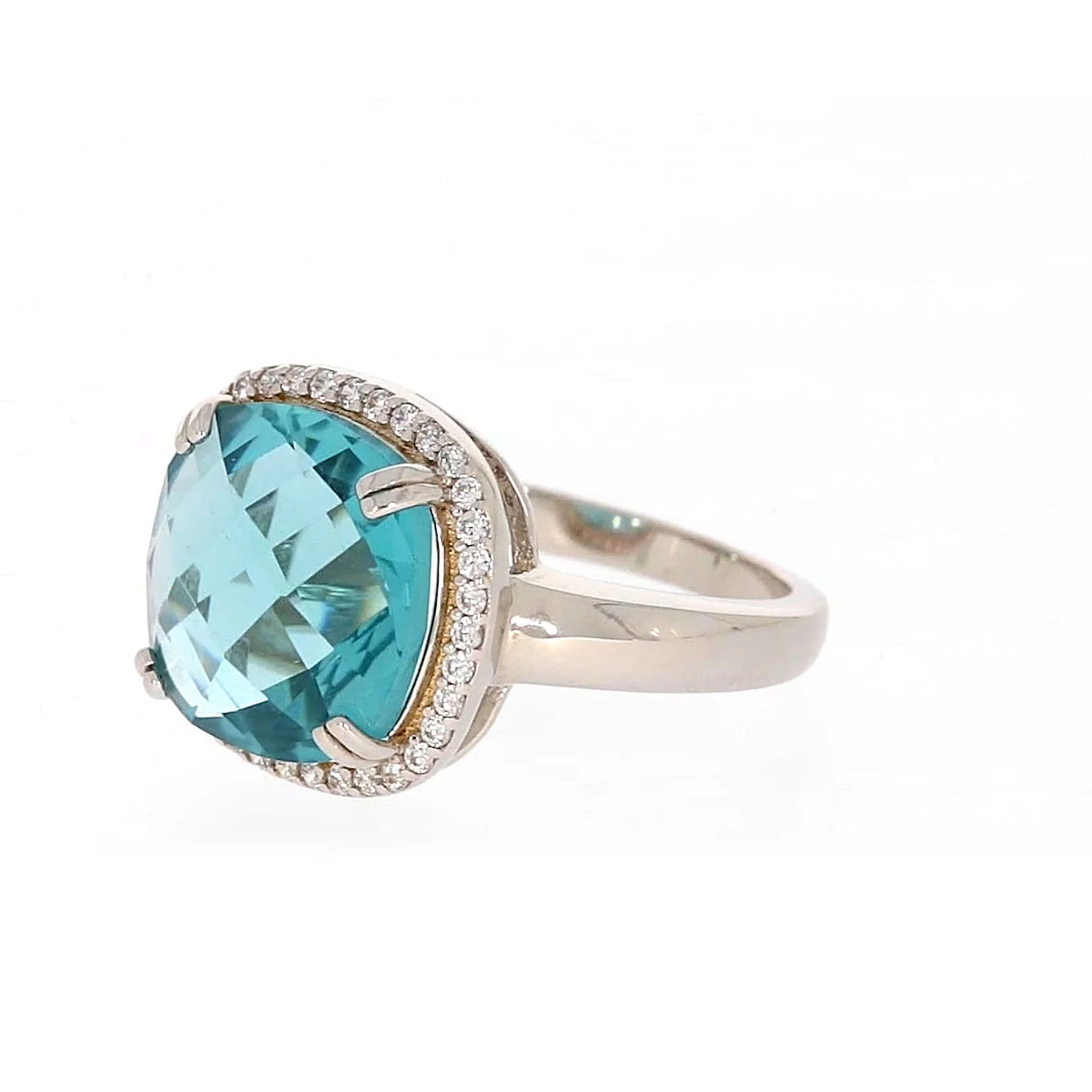 Sterling Silver Light Blue Cubic Zirconia Ring - Image 10