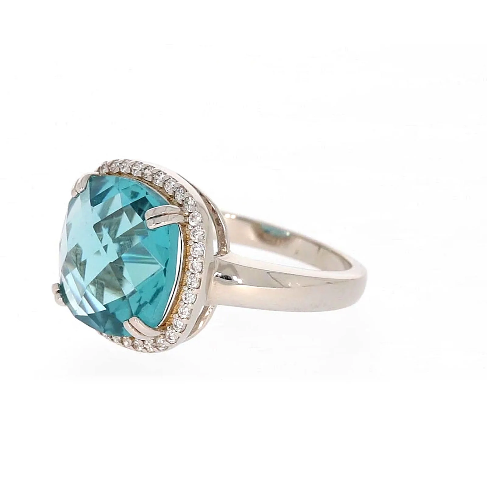 Sterling Silver Light Blue Cubic Zirconia Ring - Image 11