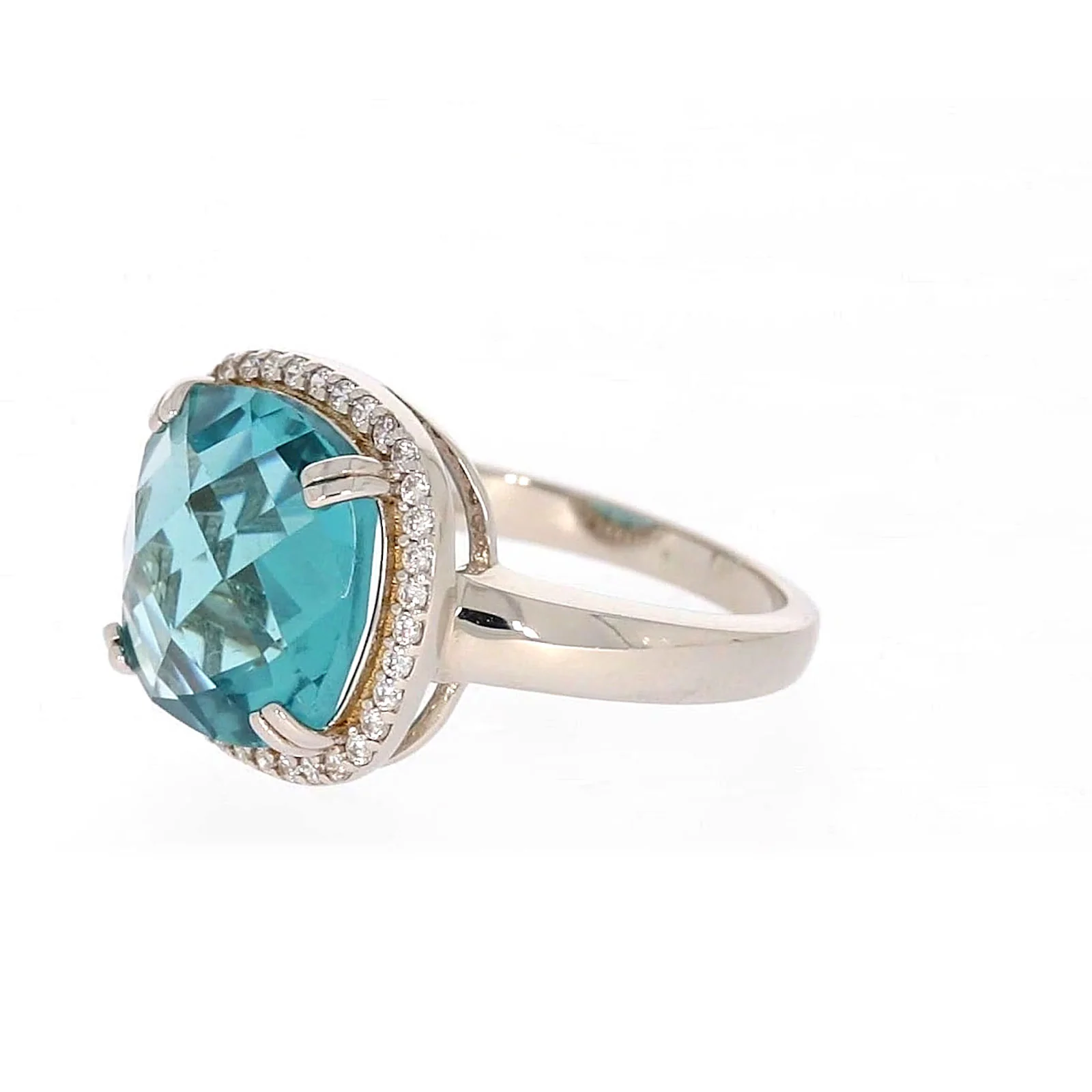 Sterling Silver Light Blue Cubic Zirconia Ring - Image 12